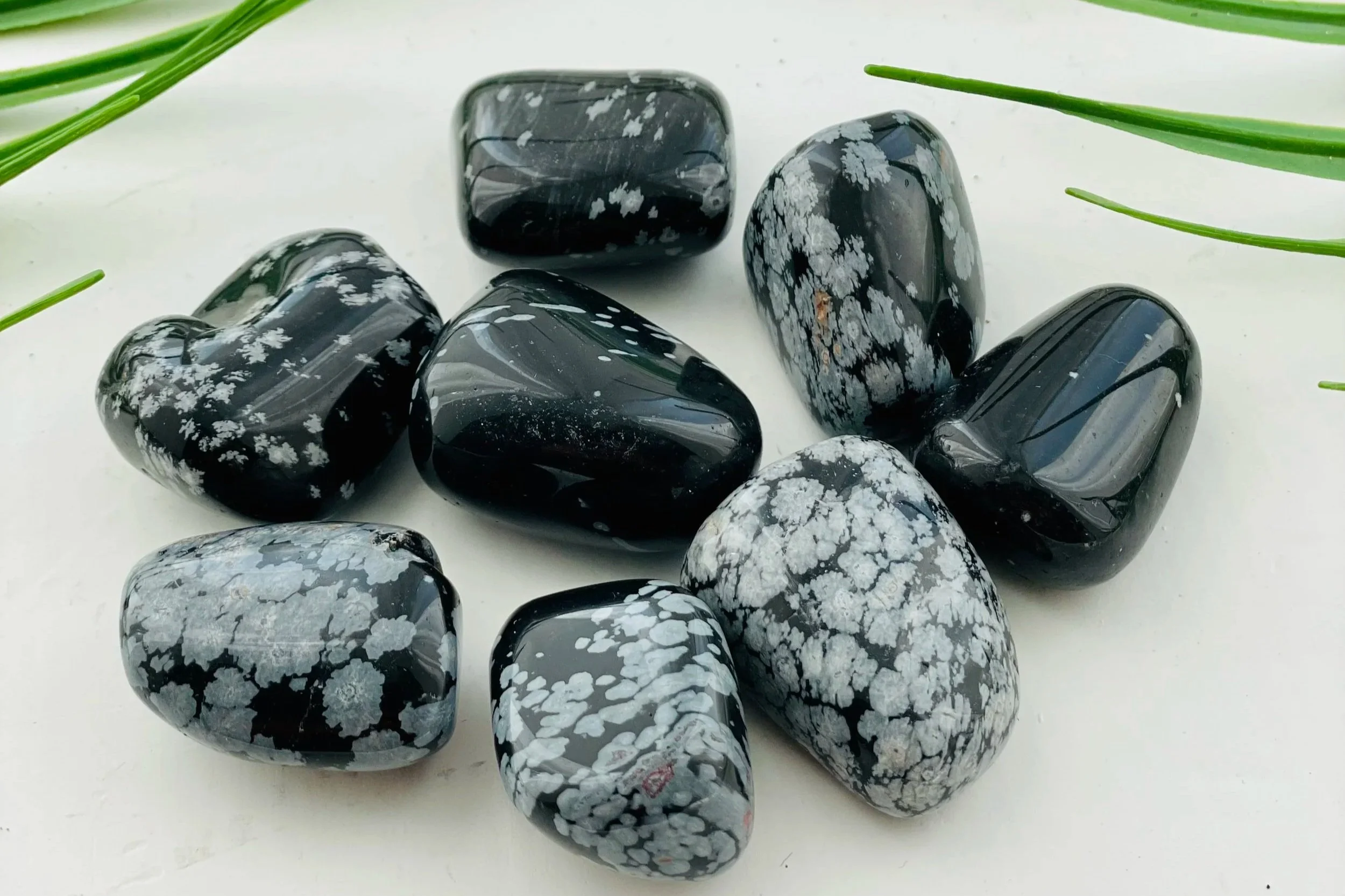 Collection of polished blue stones.
