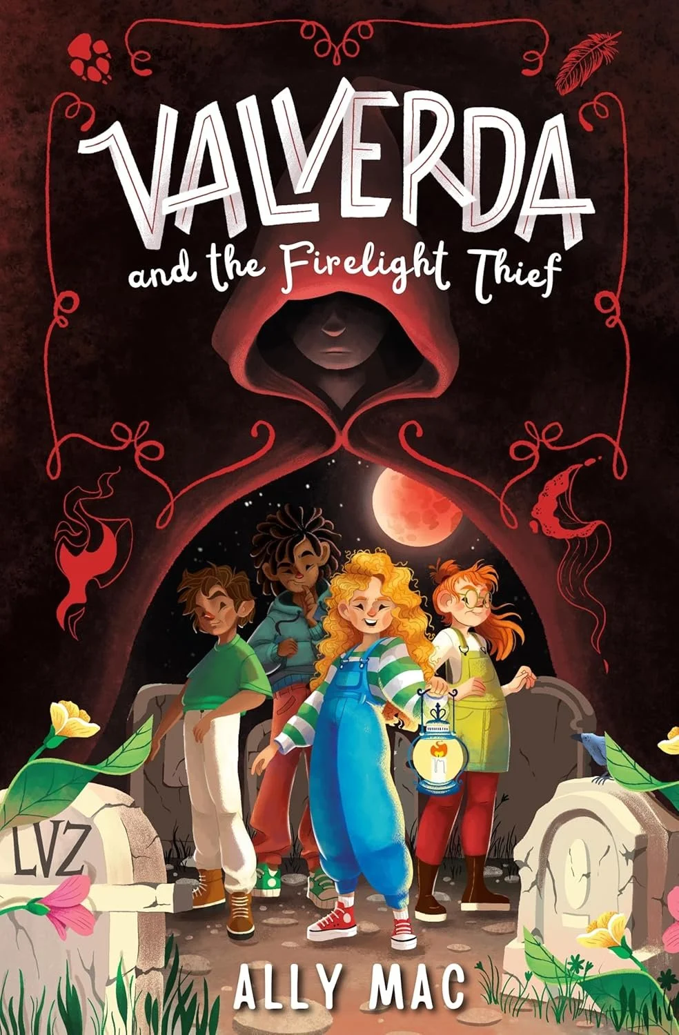 British Female voiceover Annie Warburton - front cover of Valverda and The Firelight thief with illustrations of the main characters.