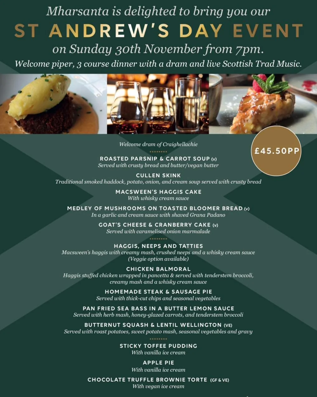 Pipes, drams, and a 3-course Scottish feast &ndash; St Andrew&rsquo;s Day at Mharsanta is one not to miss! 🥃🎶

Join us Sunday 30th November from 7pm for an unforgettable evening of food, music, and celebration 🏴󠁧󠁢󠁳󠁣󠁴󠁿

📍 &pound;45.50pp | Bo