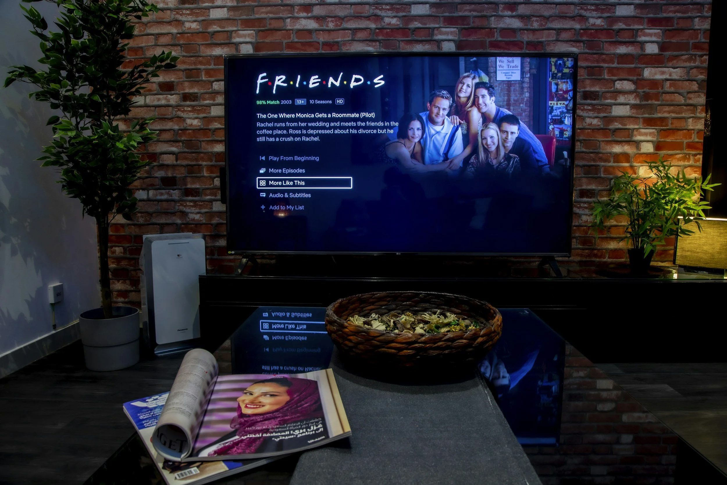TV with the show "FRIENDS" cued up.