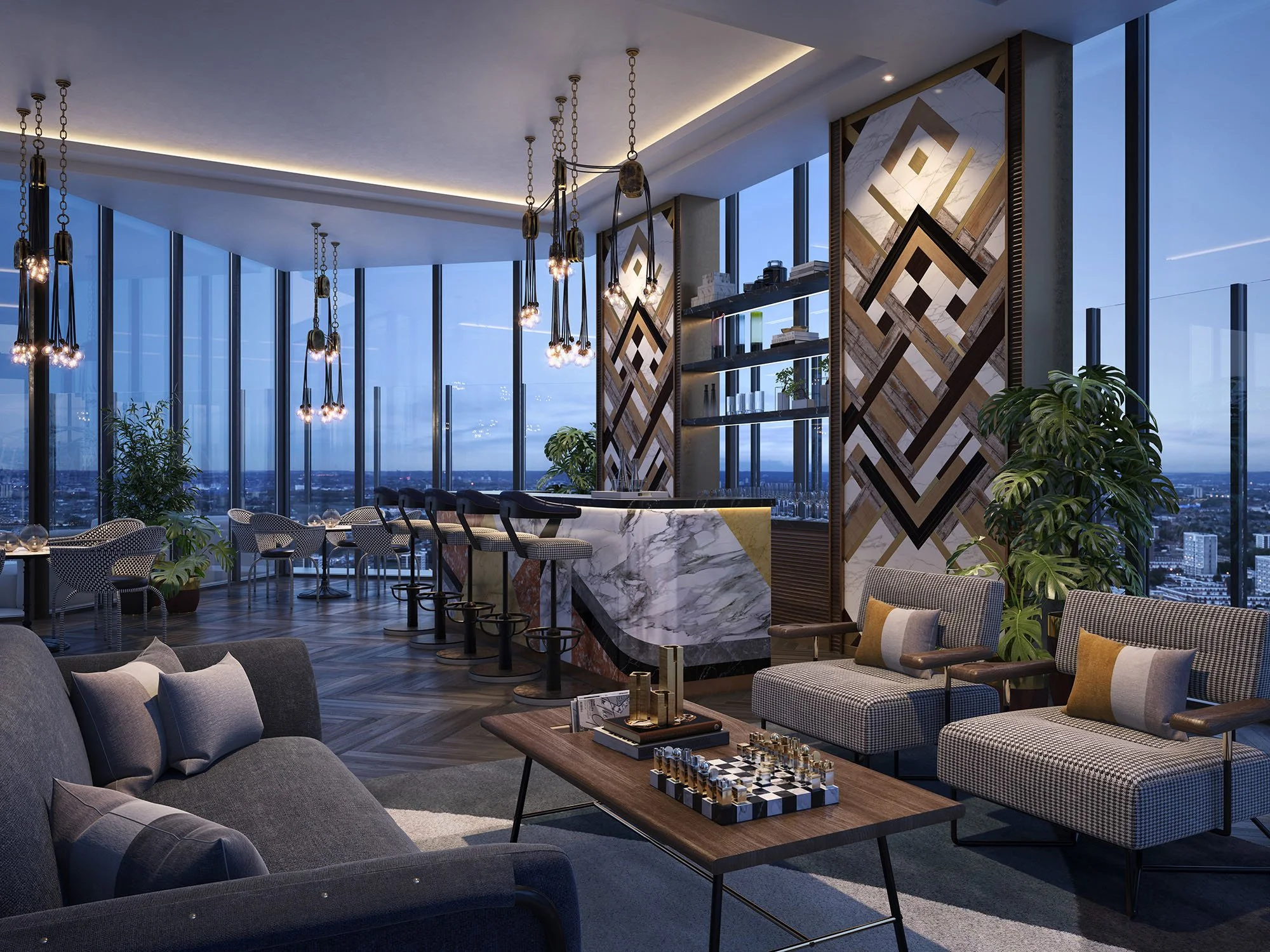 Architectural Visualisation - CGI of bar interior design © Arcmedia Limited