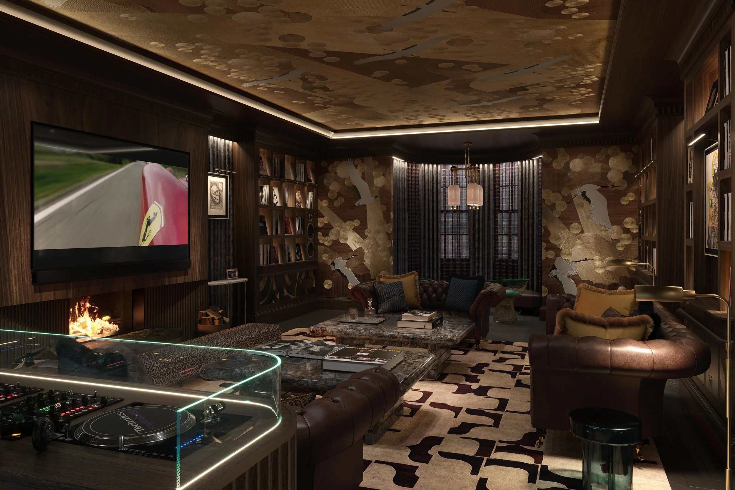Architectural Visualisation - CGI of media room interior design © Arcmedia Limited