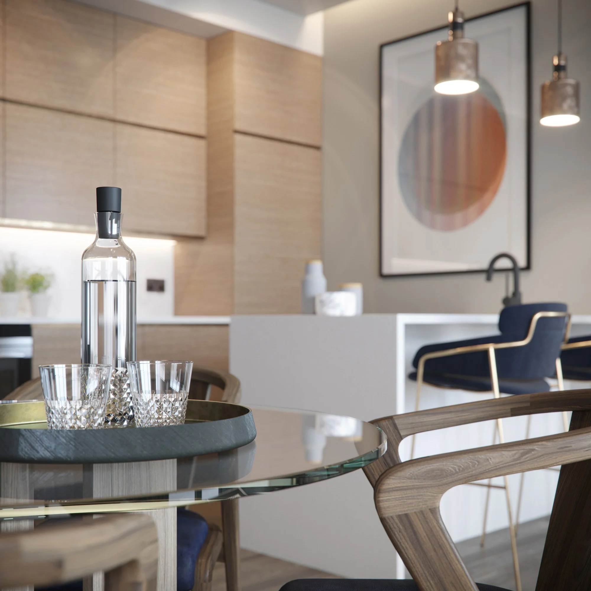 Architectural Visualisation - CGI vignette of apartment interior design © Arcmedia Limited