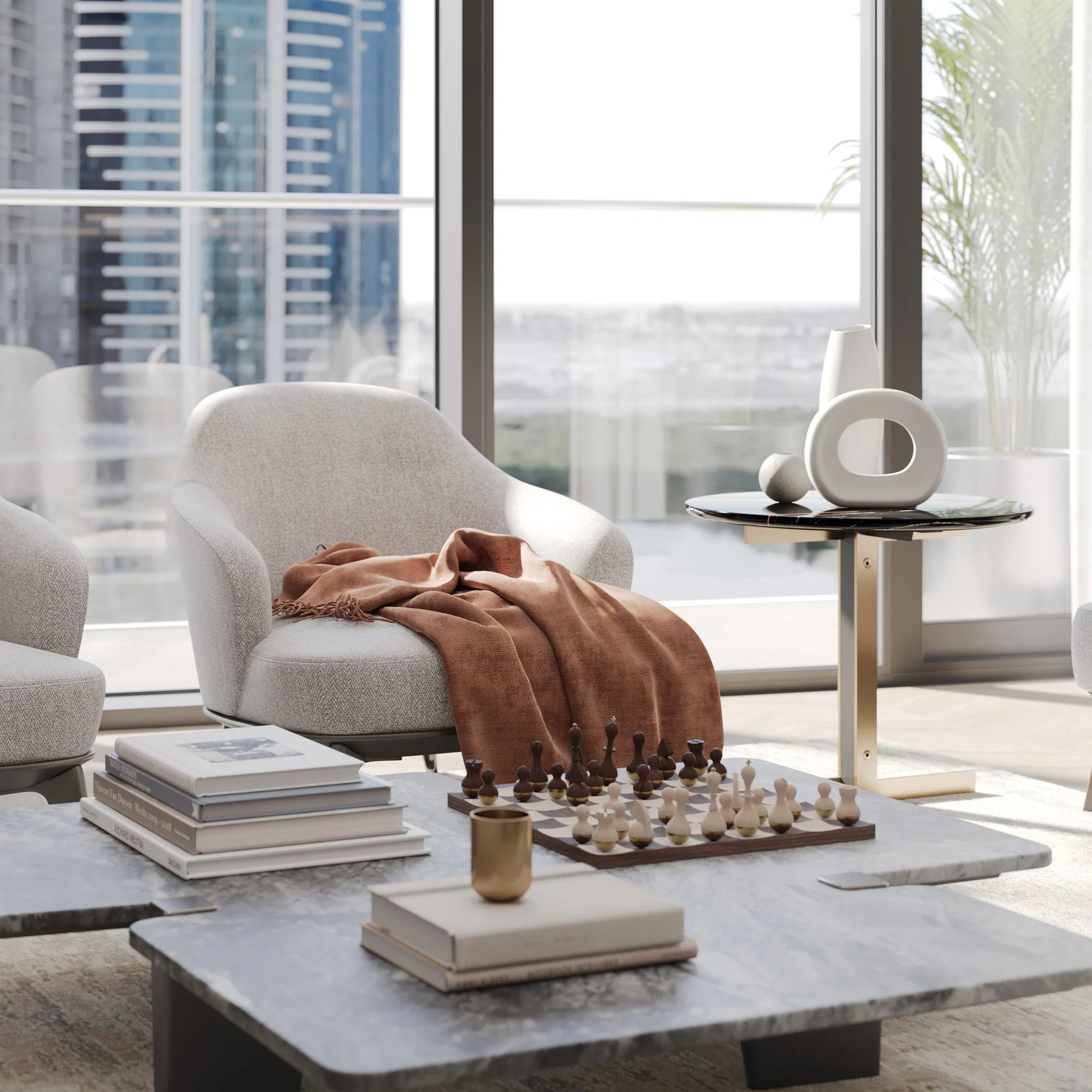 Architectural Visualisation - CGI vignette of living room interior design © Arcmedia Limited