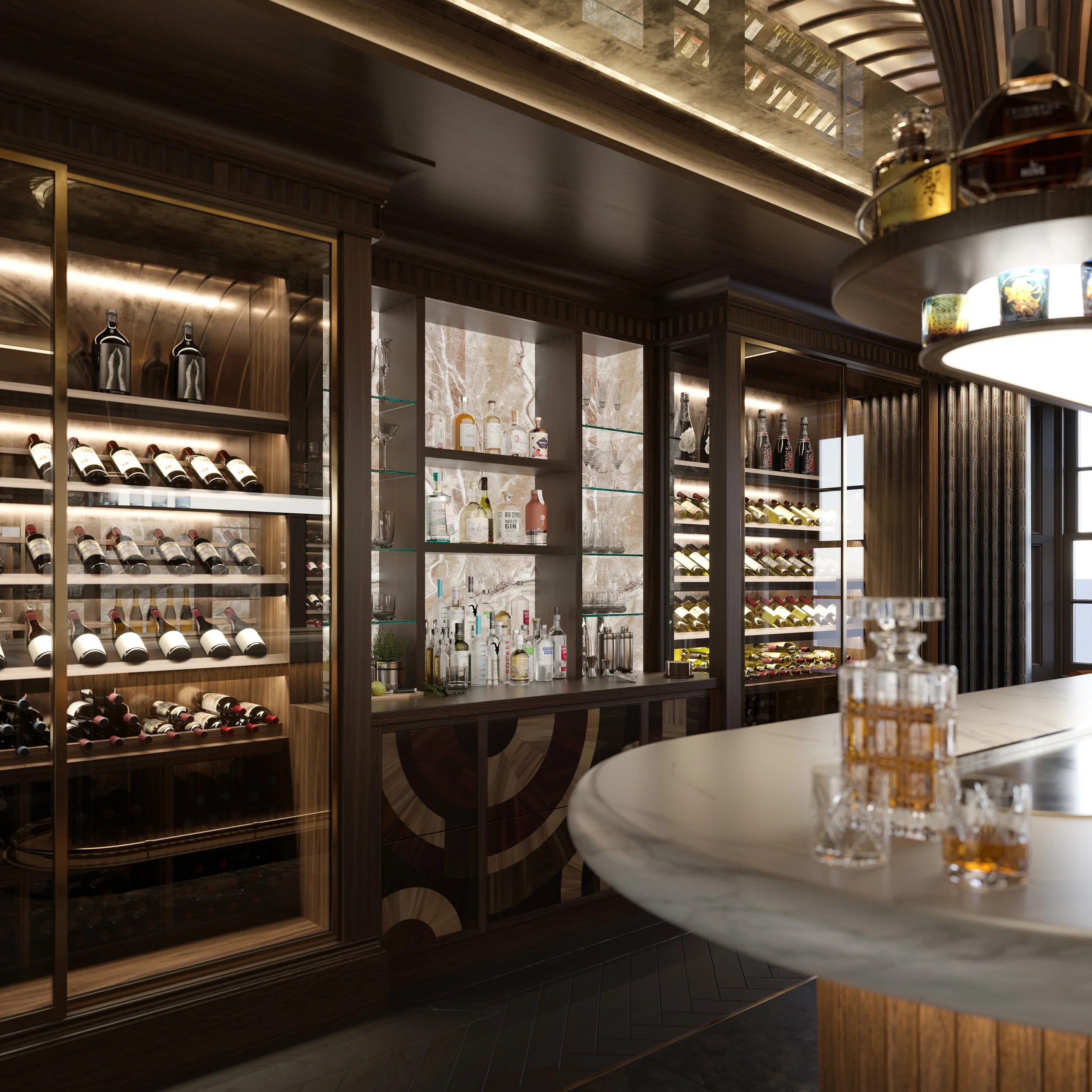 Architectural Visualisation - CGI of wine bar interior design © Arcmedia Limited