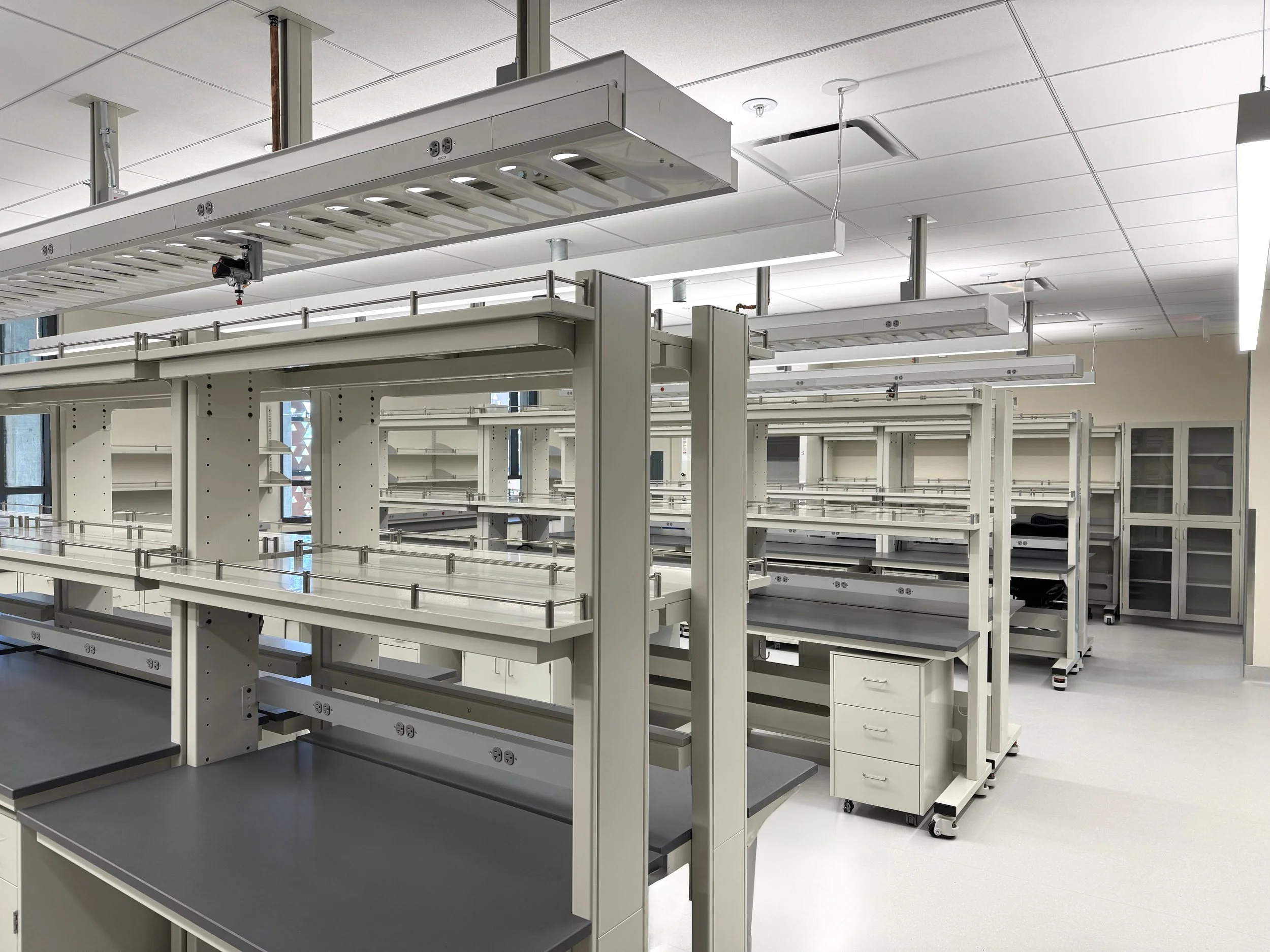Heavy duty mobile workstations, in a lab