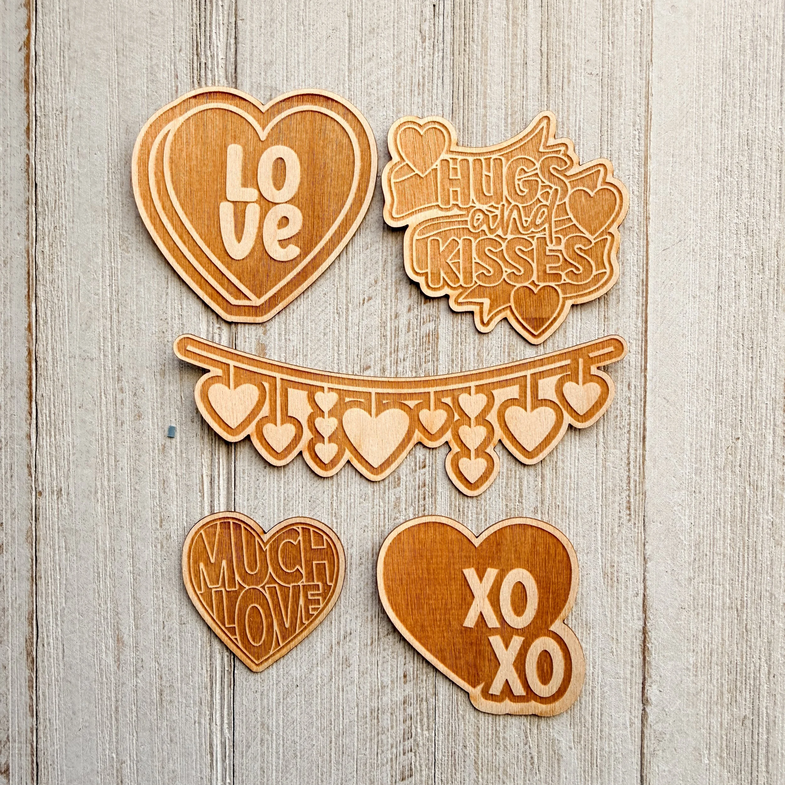 Wood Veneer Hugs & Kisses
