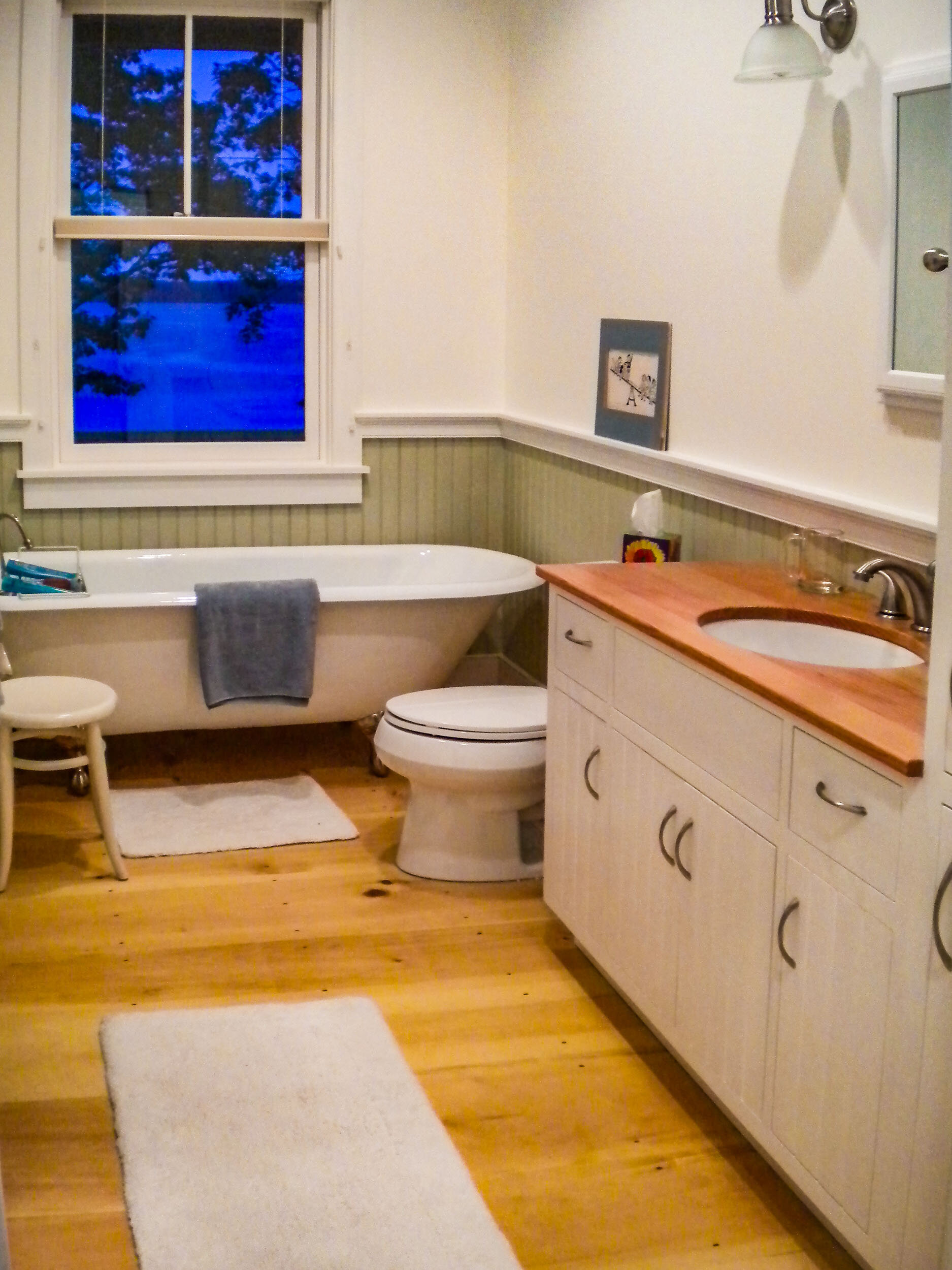 Wood Top White Bathroom Vanity