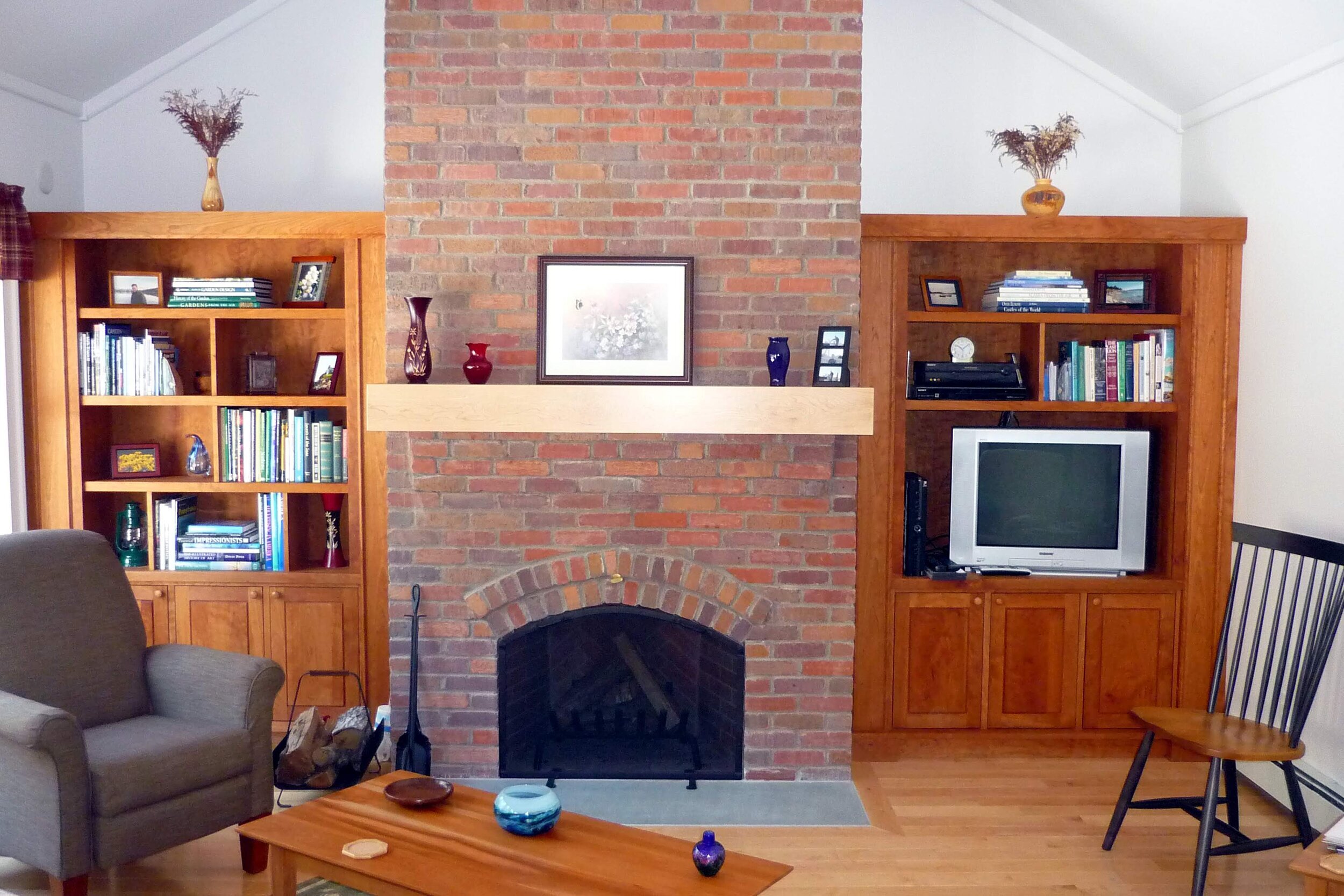 Built-In Matching Cherry Bookcases