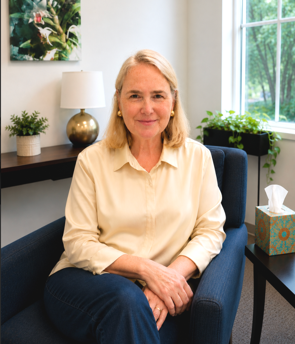 Sarah Moore, LPC in her Rosslyn Virginia office.