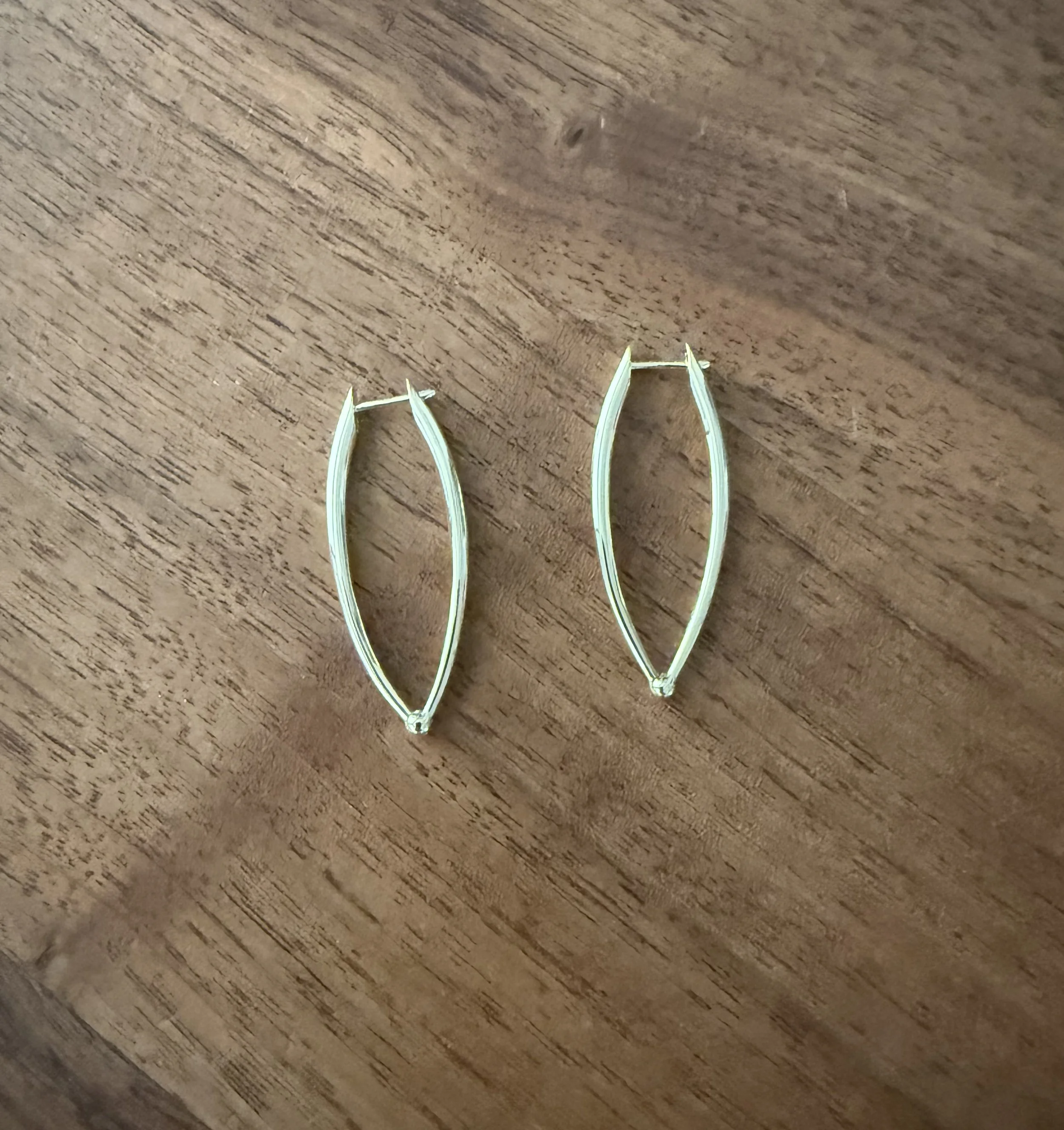 Elongated Gold Hoop Earrings
