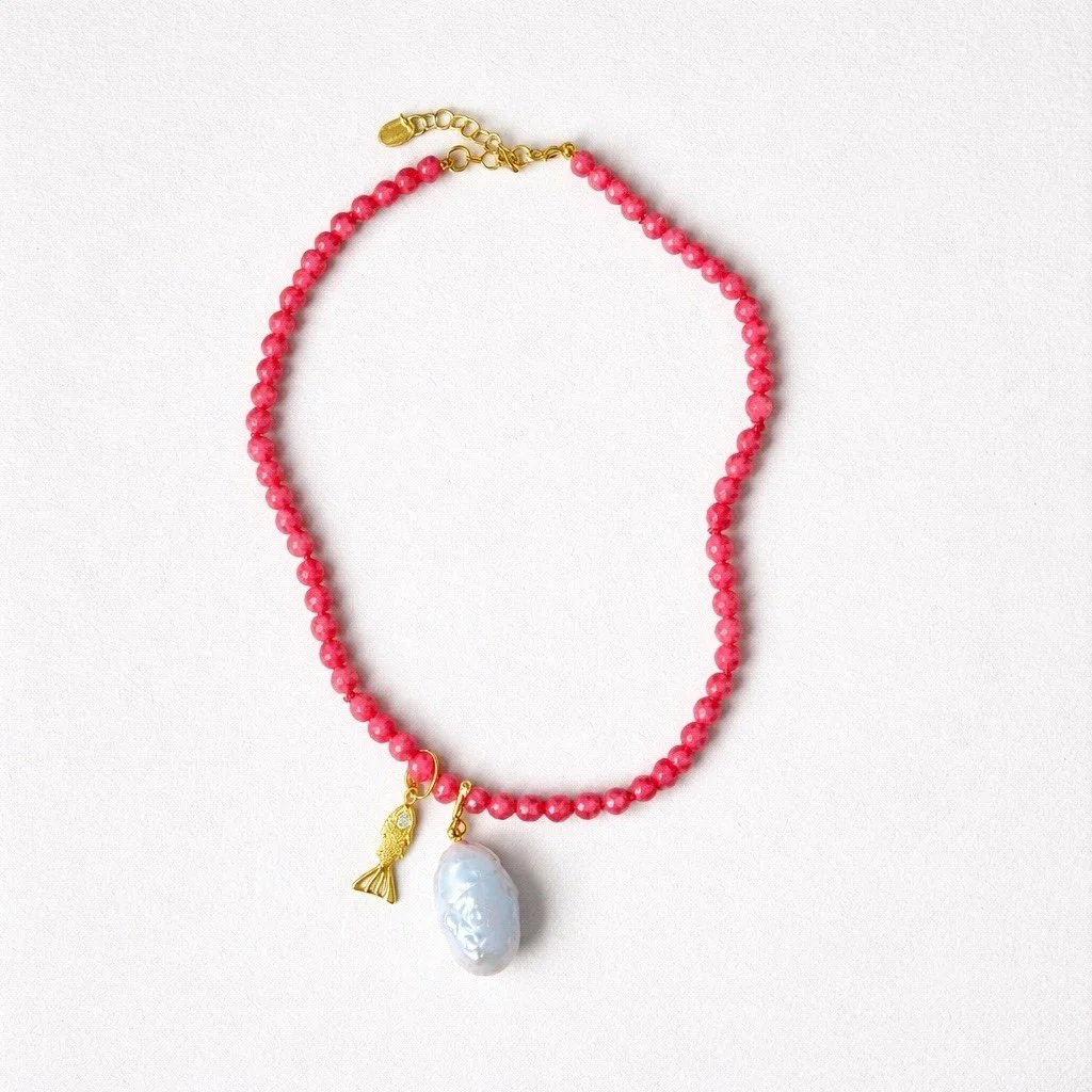 Red Chalcedony , Fish and Pearl Nk.JPG