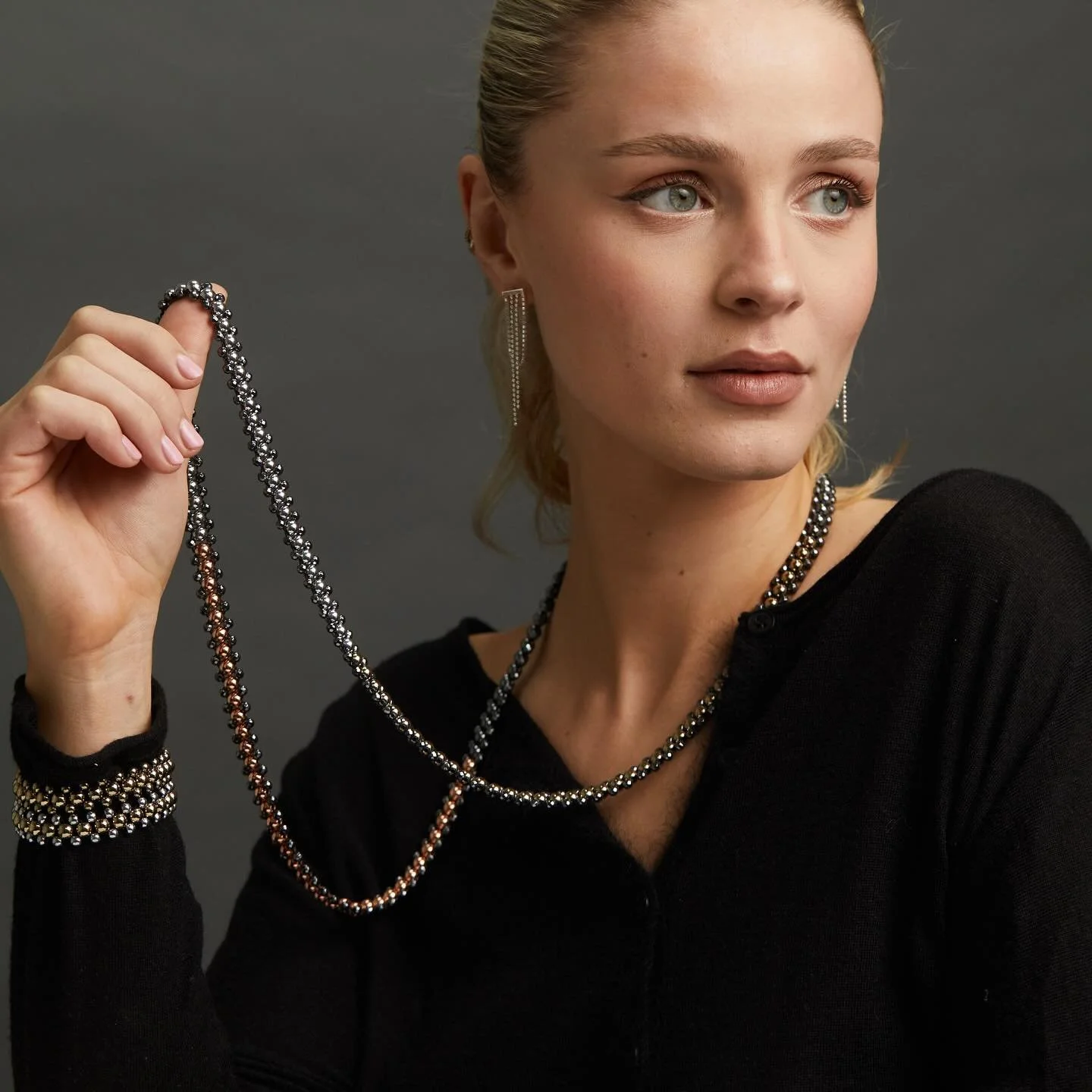 ✨ Let&rsquo;s get in the mood, AW25 is here!
.
.
.
#aw25 #gemstones #zipnecklace #metallics #minizipcuffs #hematite #pyrite #gemstones #shine #bold #jewellery #handcrafted #necklace #earrings #bracelets #shoponline #subscribetoday