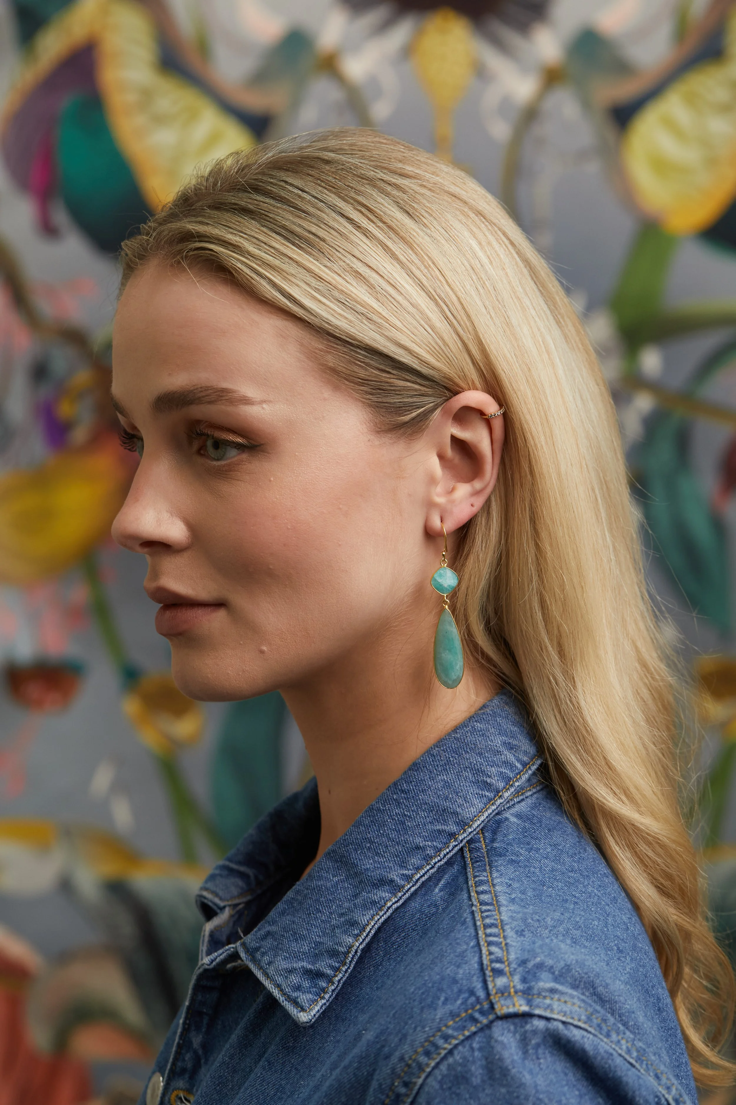 Aqua Chalcedony Duo Drop ER on Model.jpg