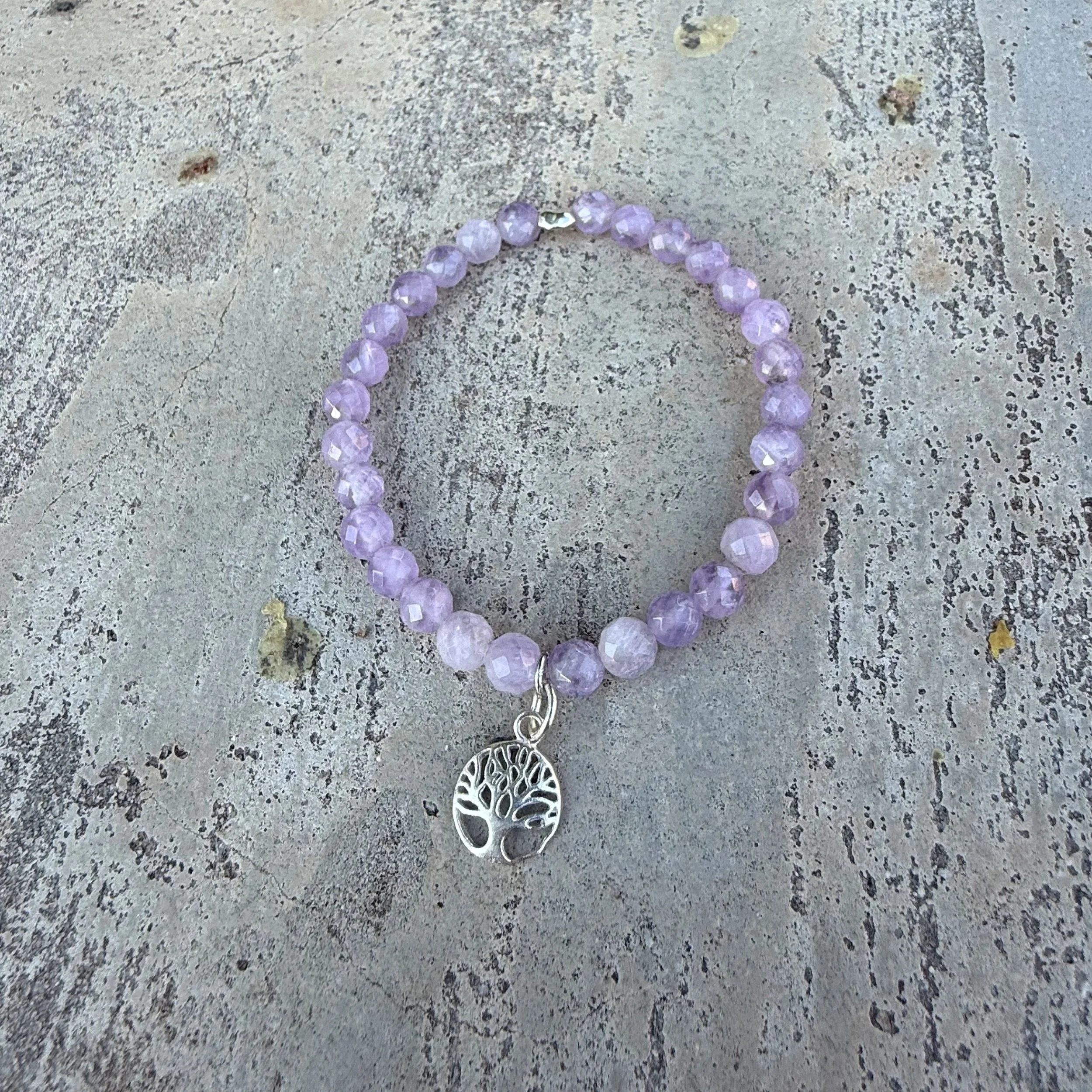 Lavender Jade Tree of Life Bracelet
