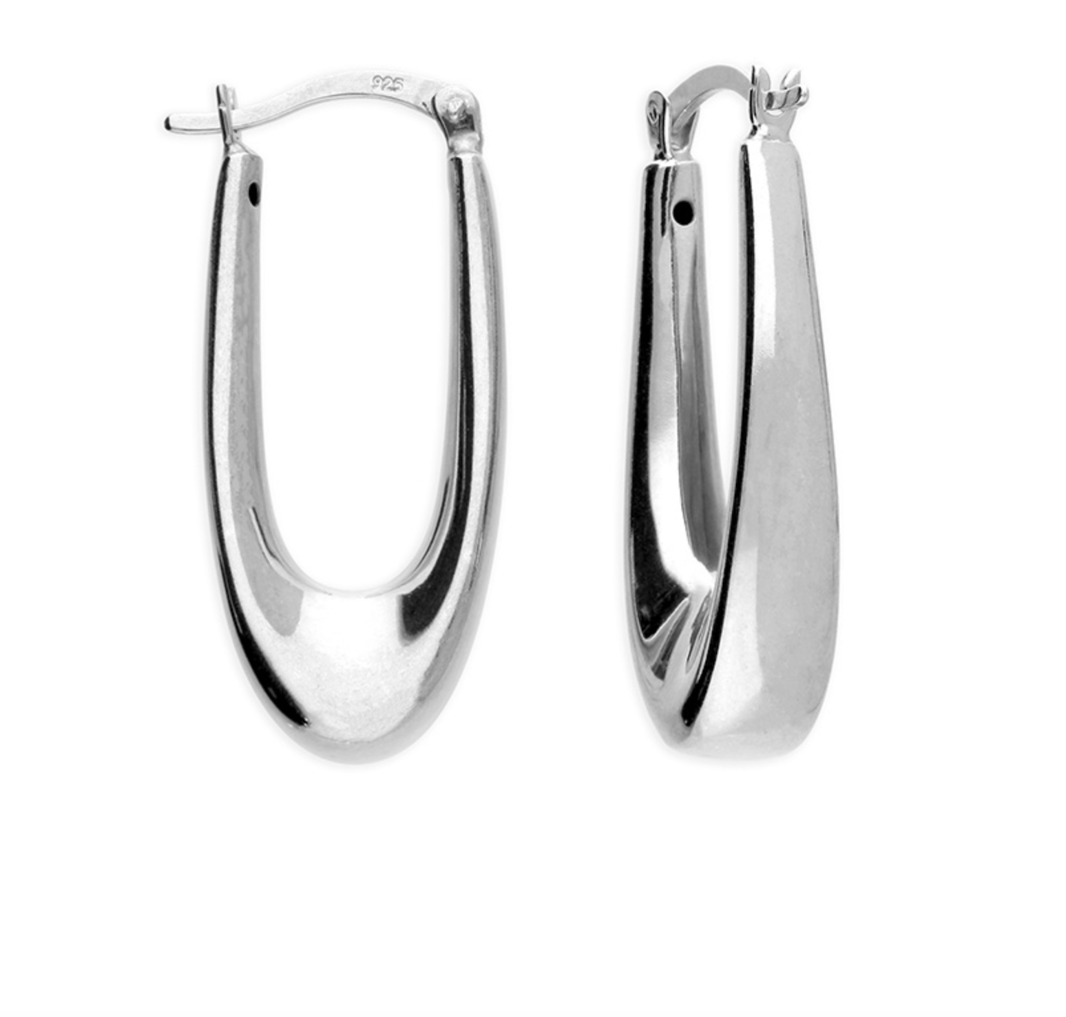 Smooth Oval Hoop Earrings in Silver.png