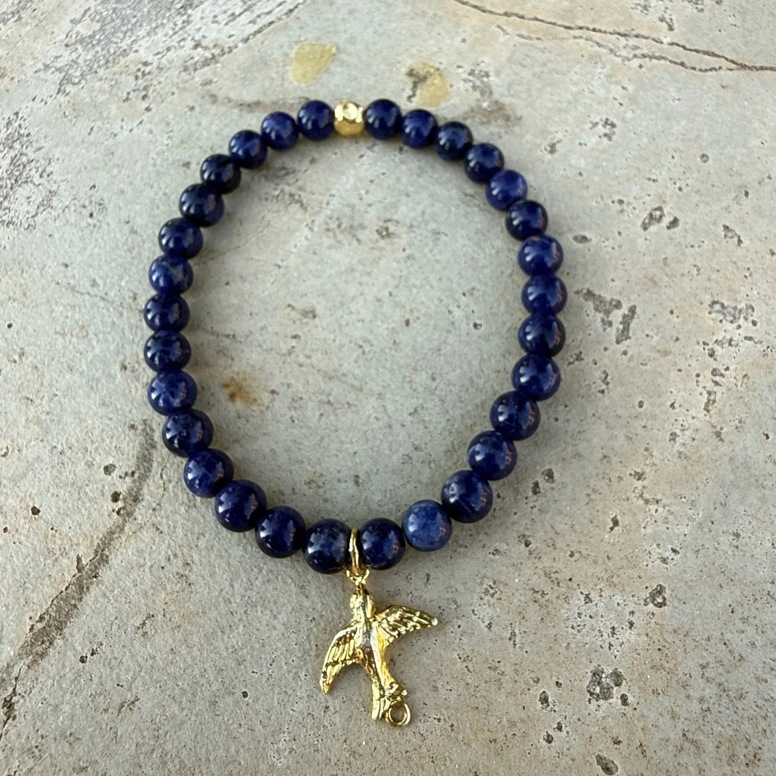 Lapis Bracelet with Dove Charm