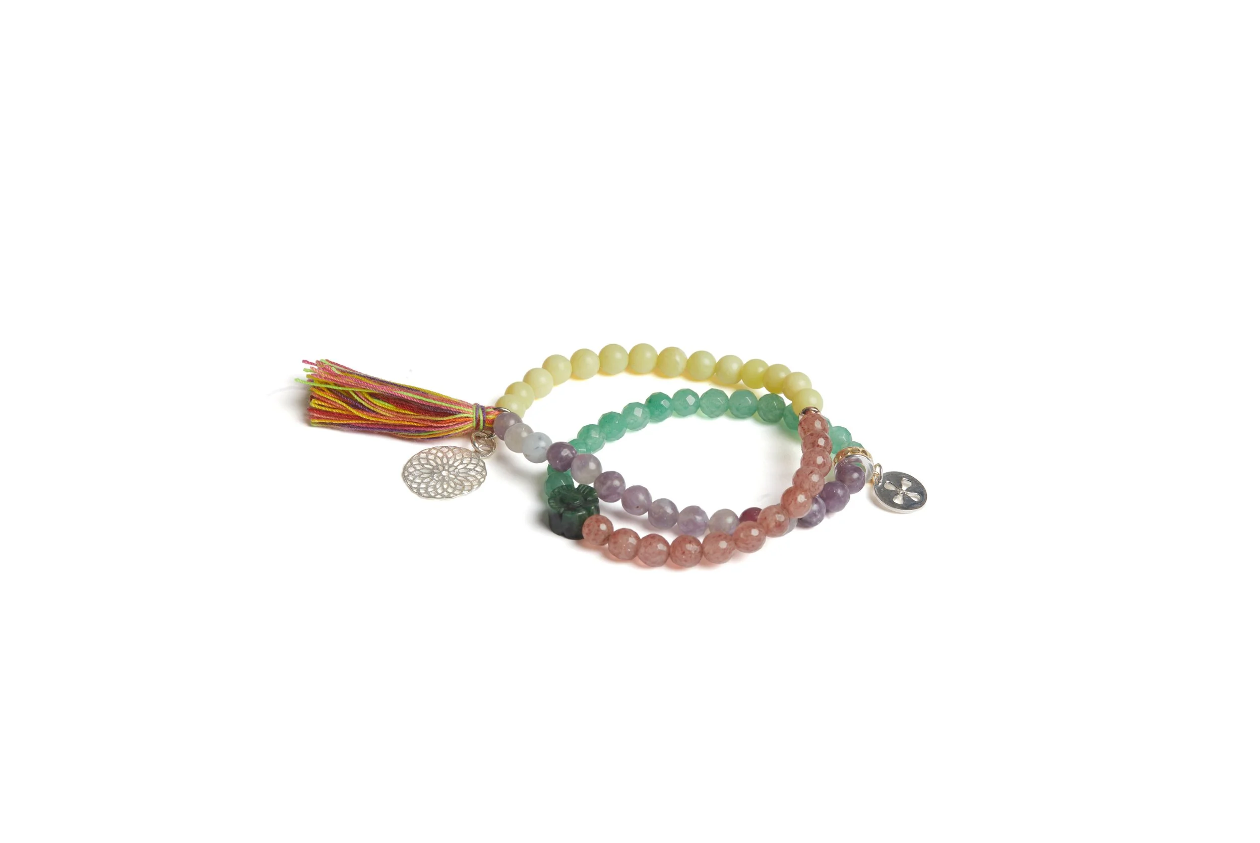Tassel Wraparound Bracelet in Multi Coloured Gems