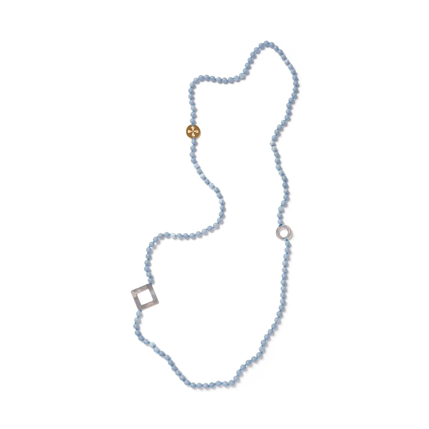 Angelite Long Necklace with K+P Symbol
