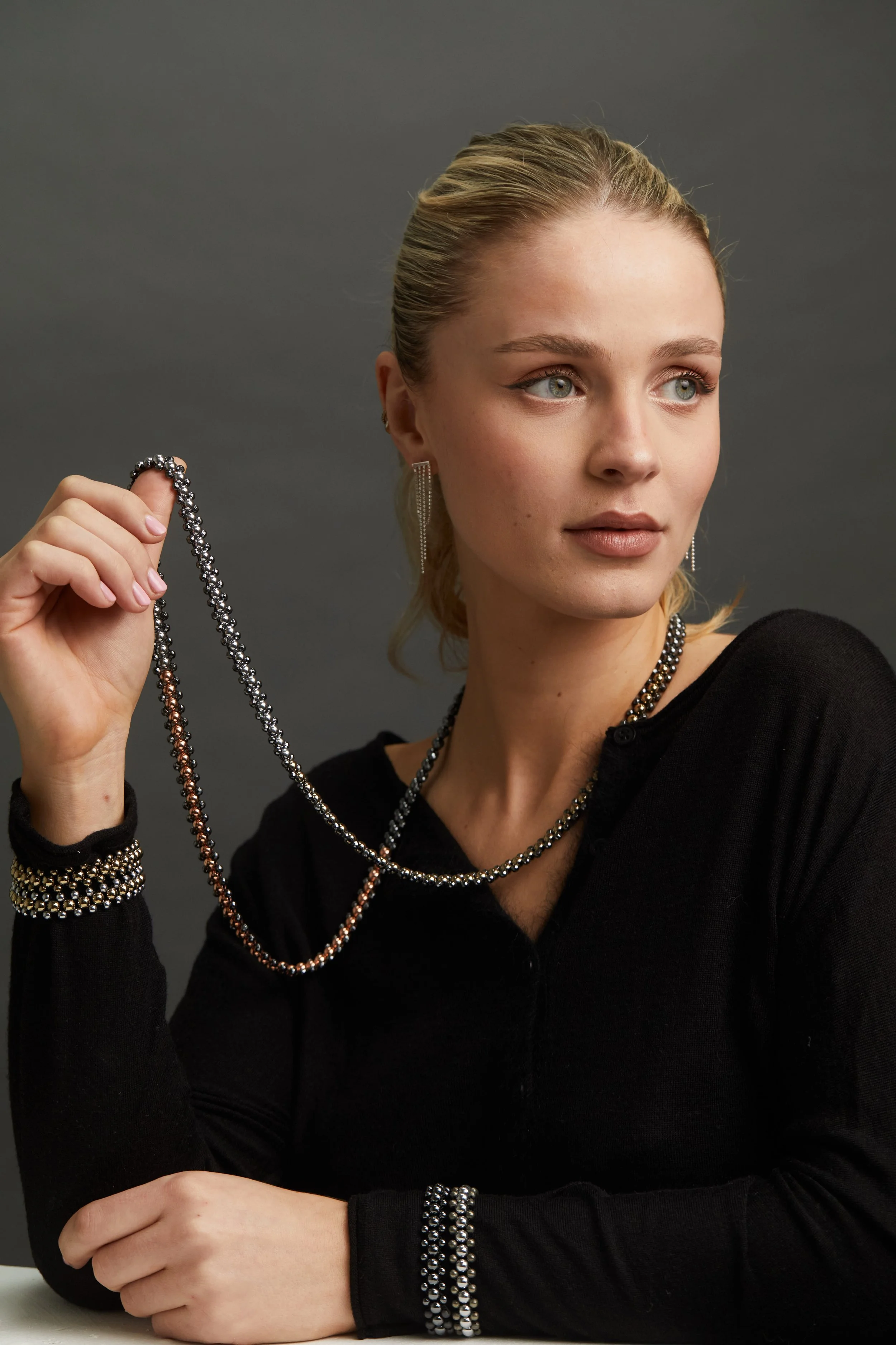 Zip Nk and Mini cuffs on model.jpg