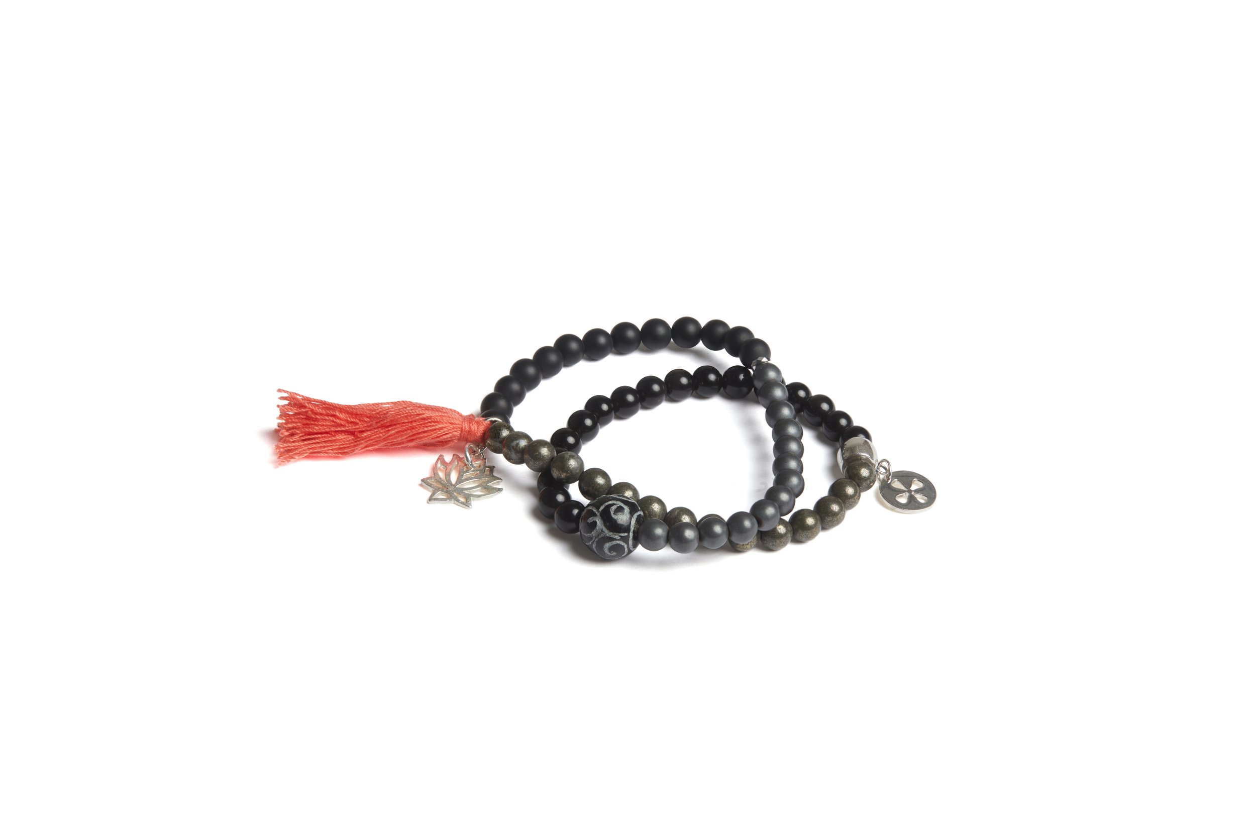 Tassel Wraparound Bracelet in Onyx Cloud