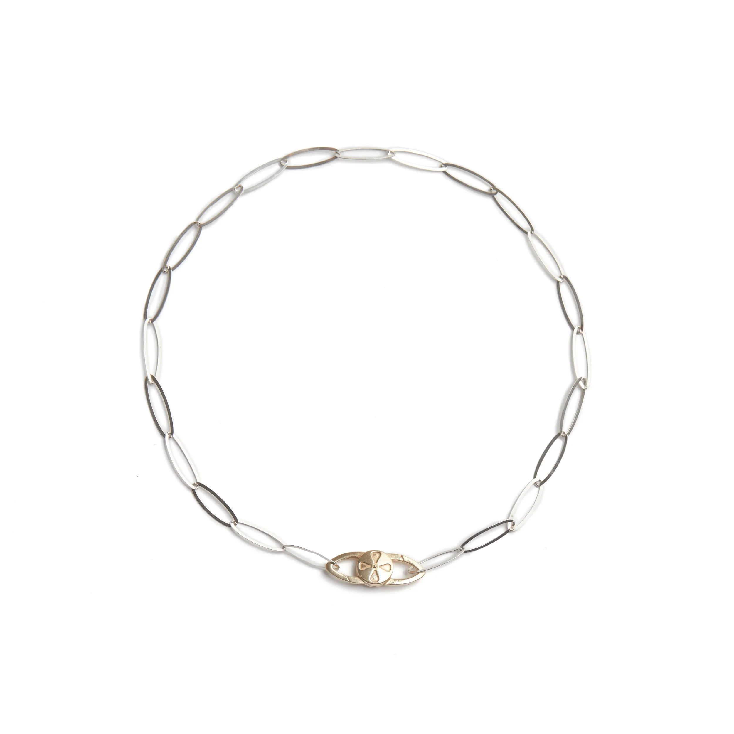 Oval Silver Chain with Gold KP connector NK.jpg