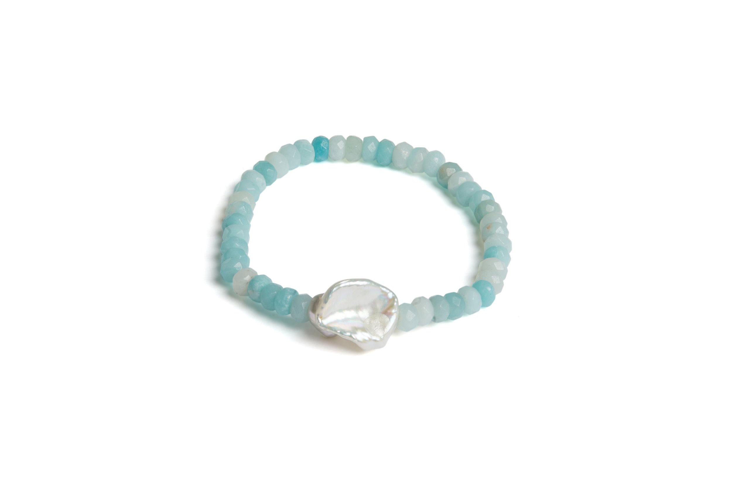 Amazonite and Baroque Pearl Bracelet