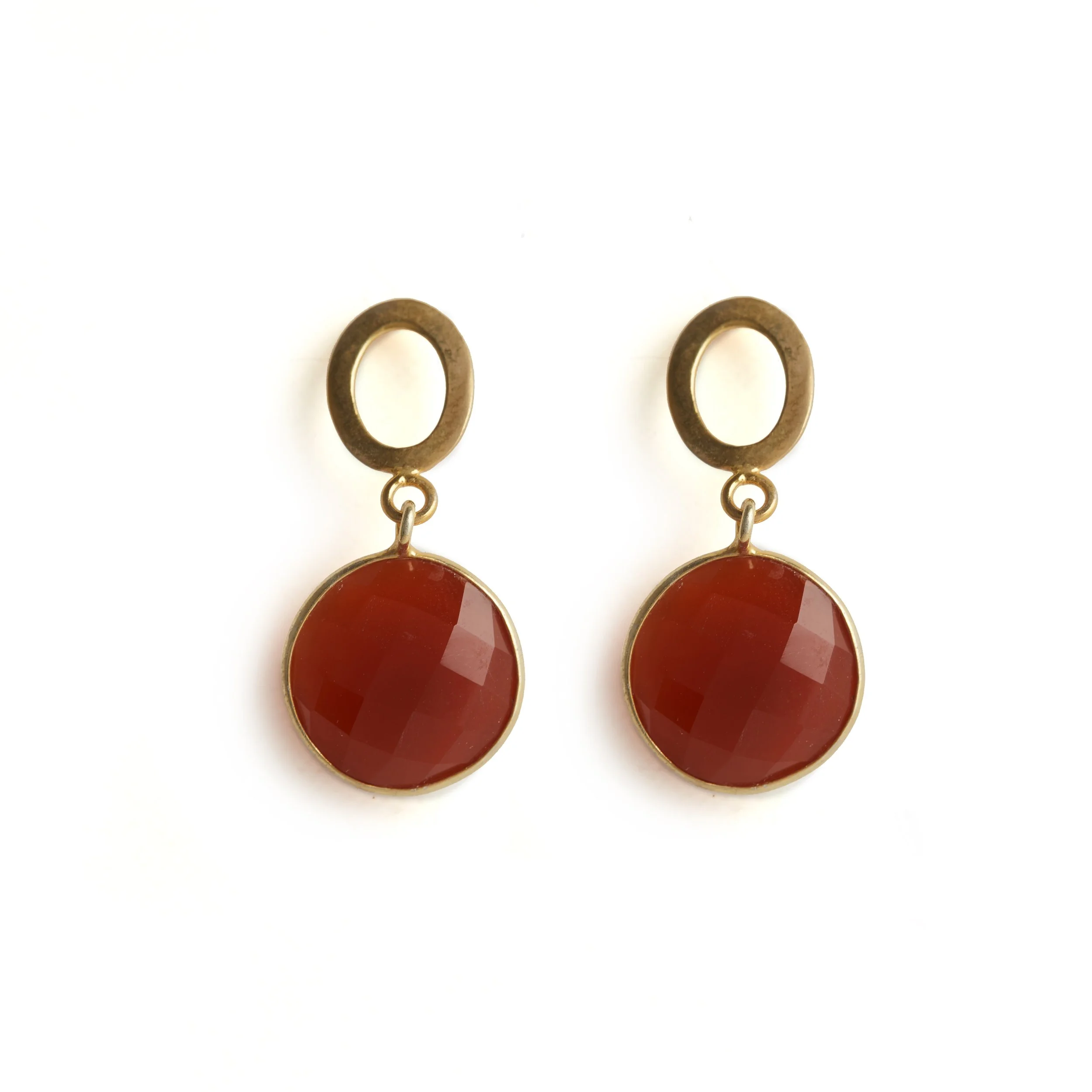 Oval Embrace Earrings in Red Agate