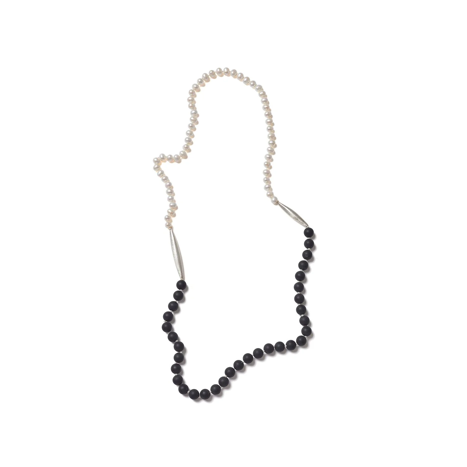 Onyx and Pearl Rocket Long Necklace