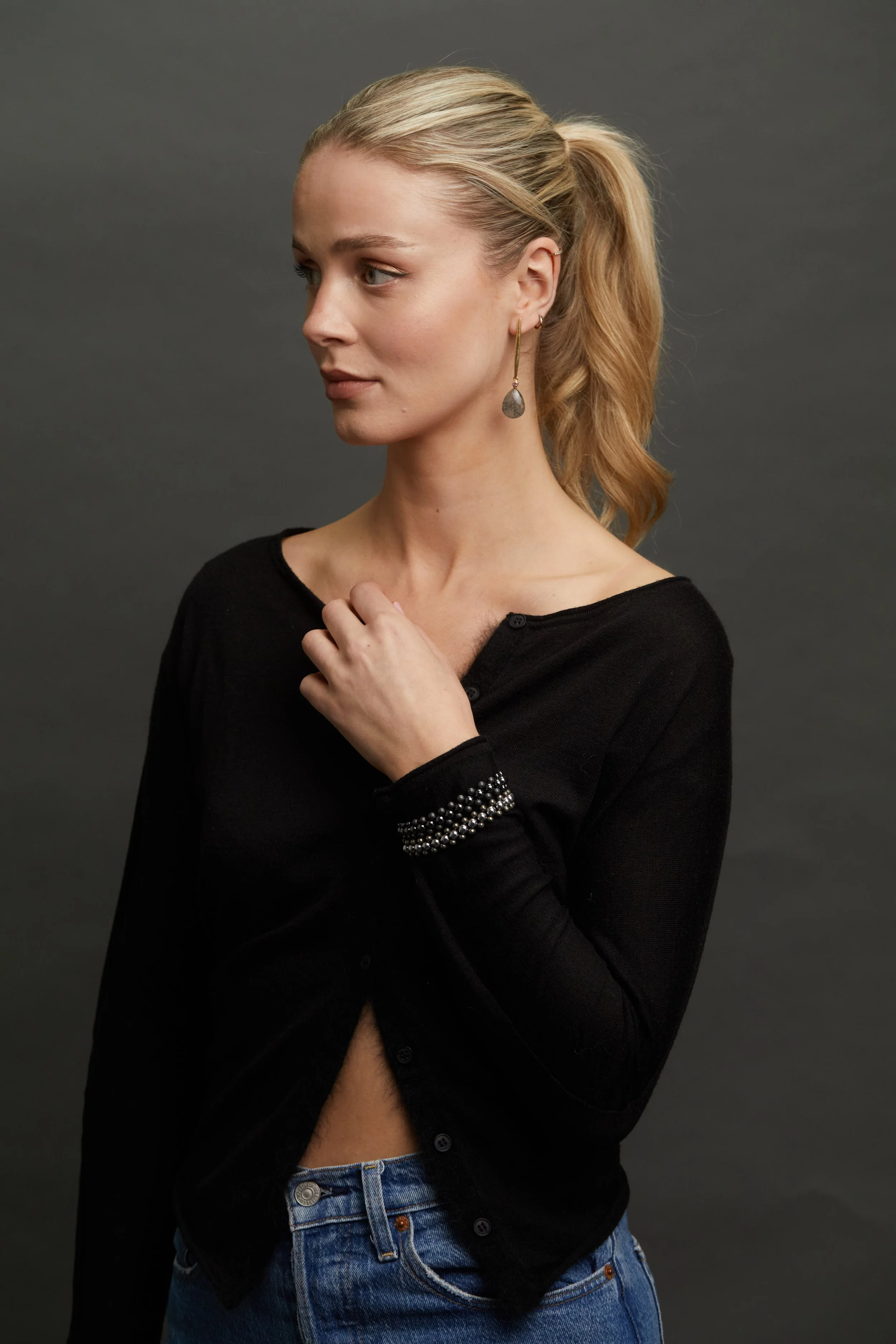 Mini Zip Metallic cuffs on model Elongated Grey ER.jpg