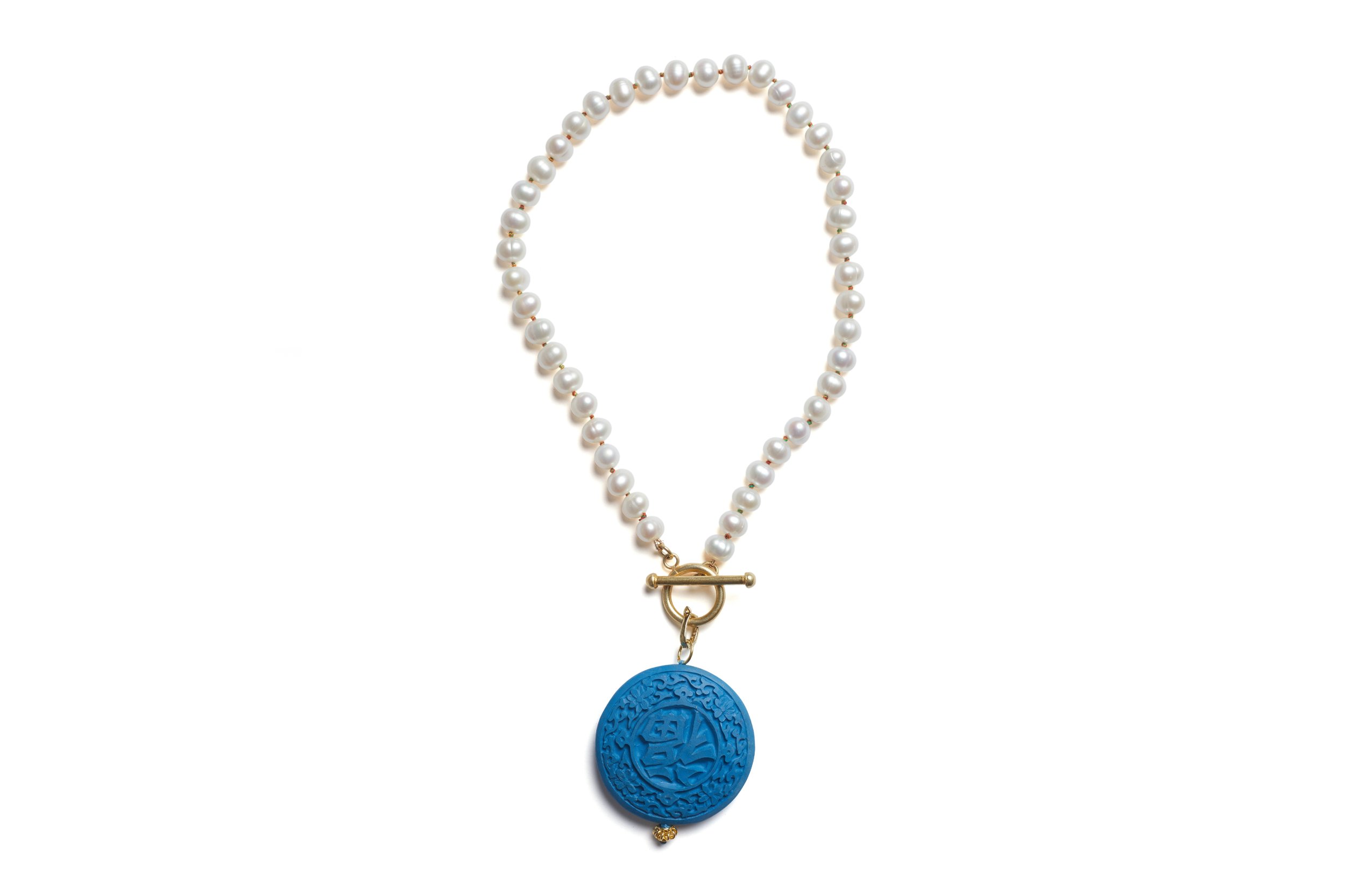 Pearl with Removable Cinnabar  Necklace