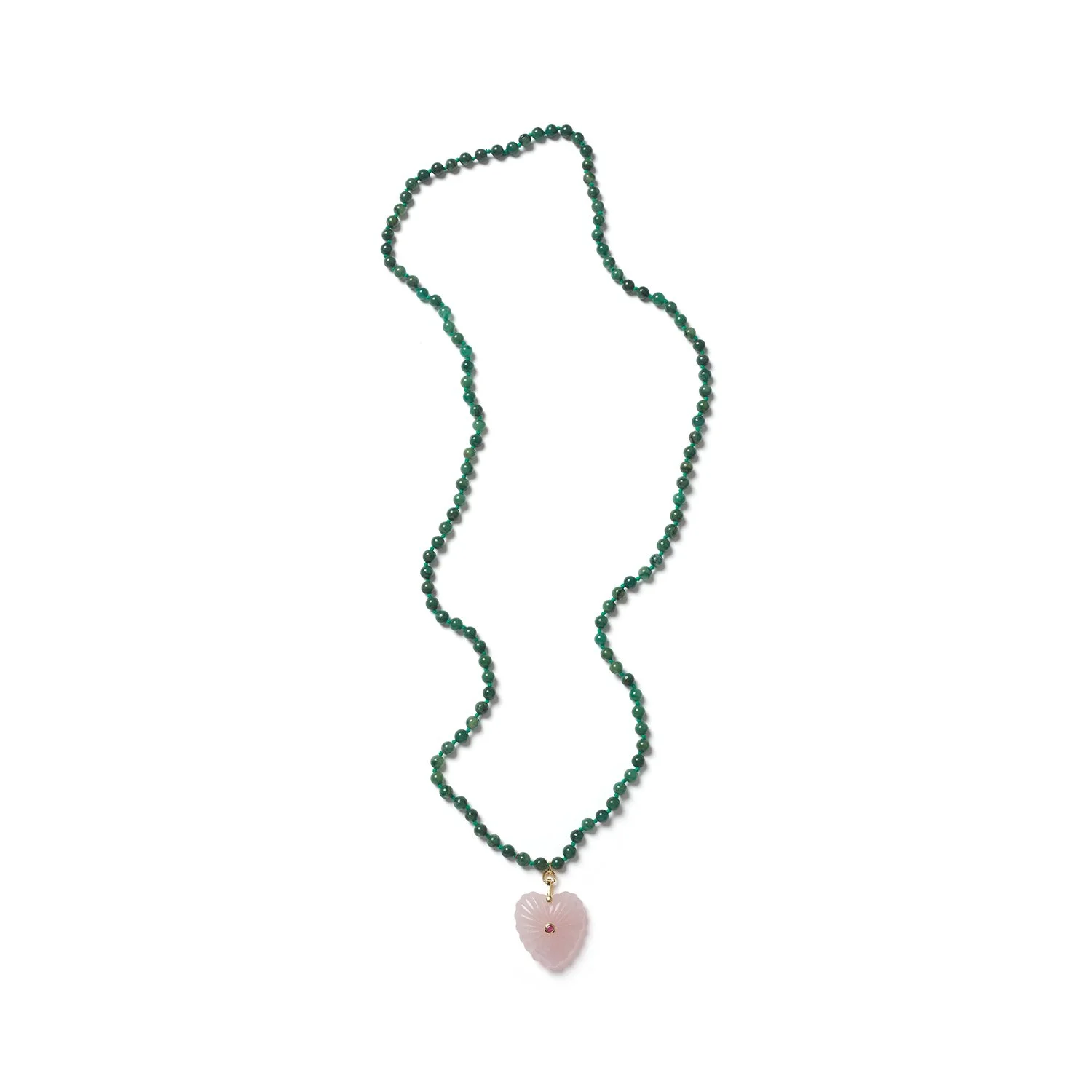 Heart Icon African Jade and Rose Quartz Pendant