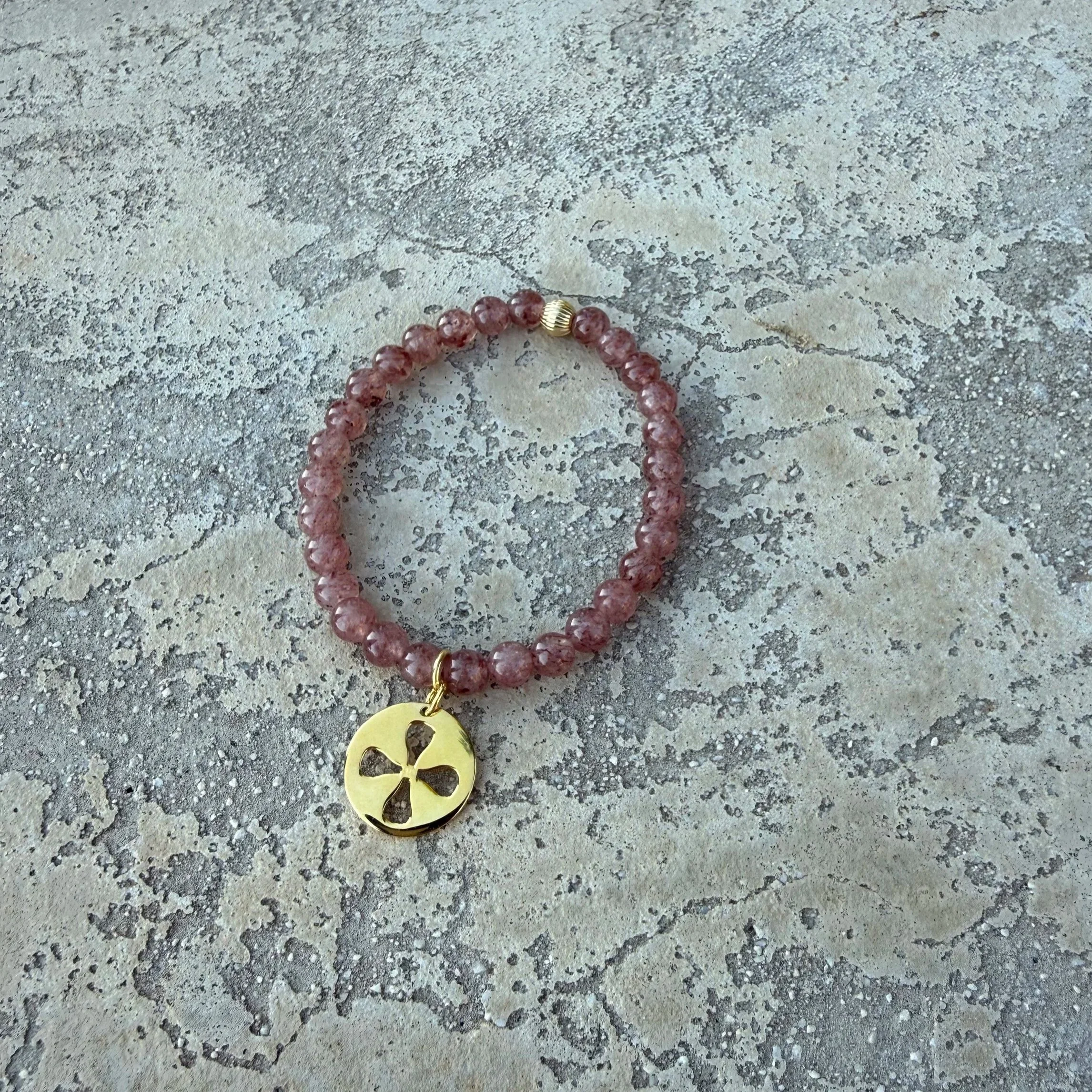 Muscovite Gemstone Bracelet with Gold Symbol