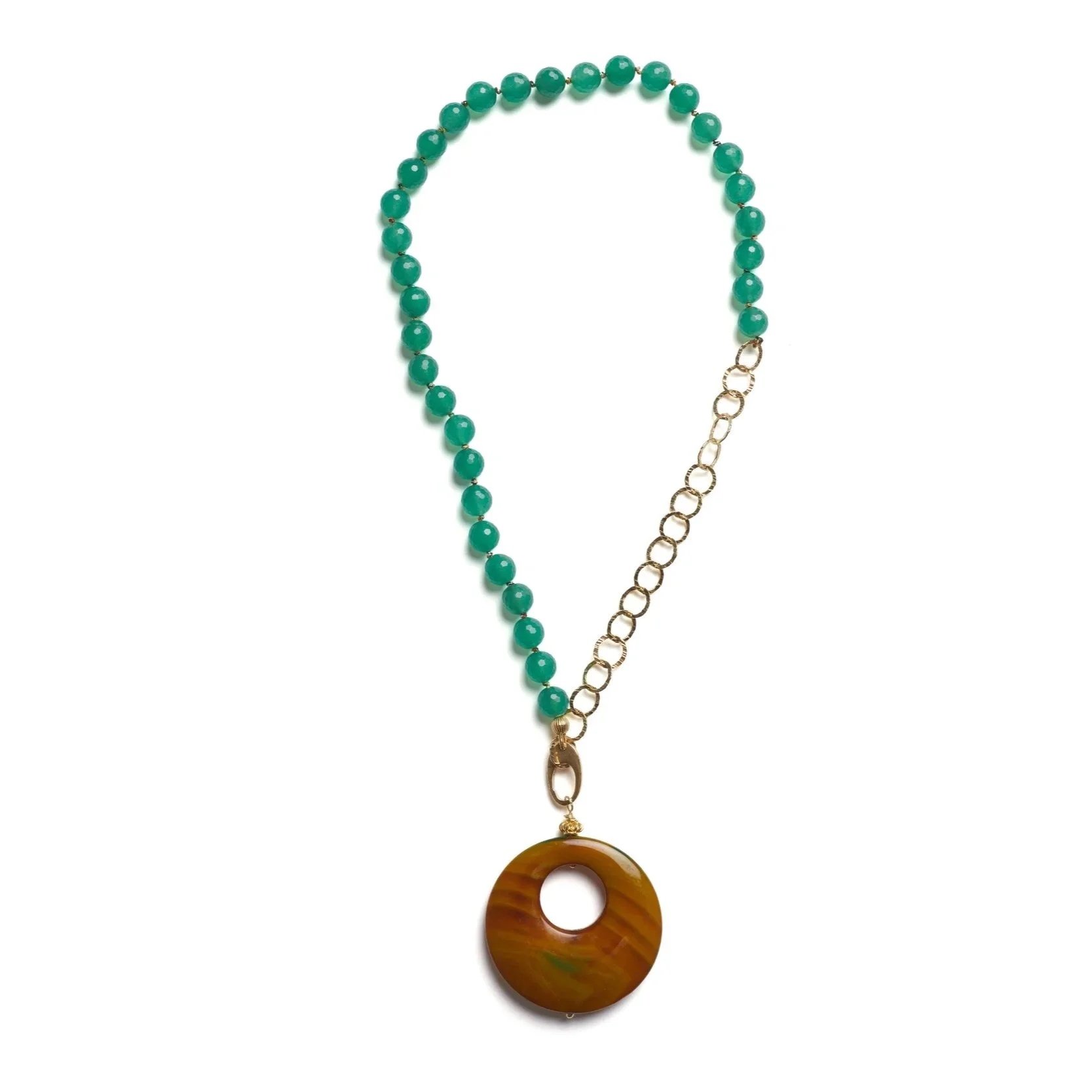 Green Aventurine Necklace with Removable Donut Pendant