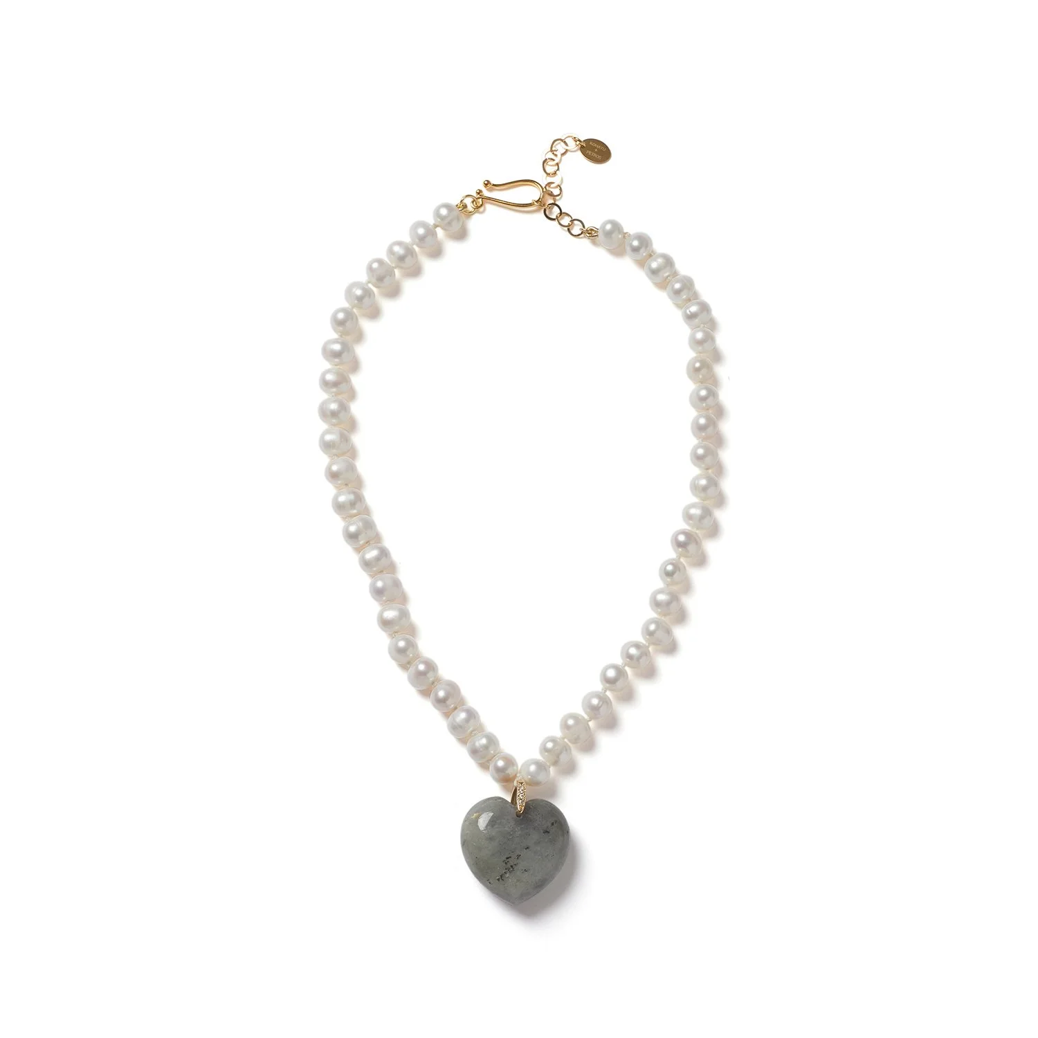 Labradorite Heart Icon Pearl Necklace
