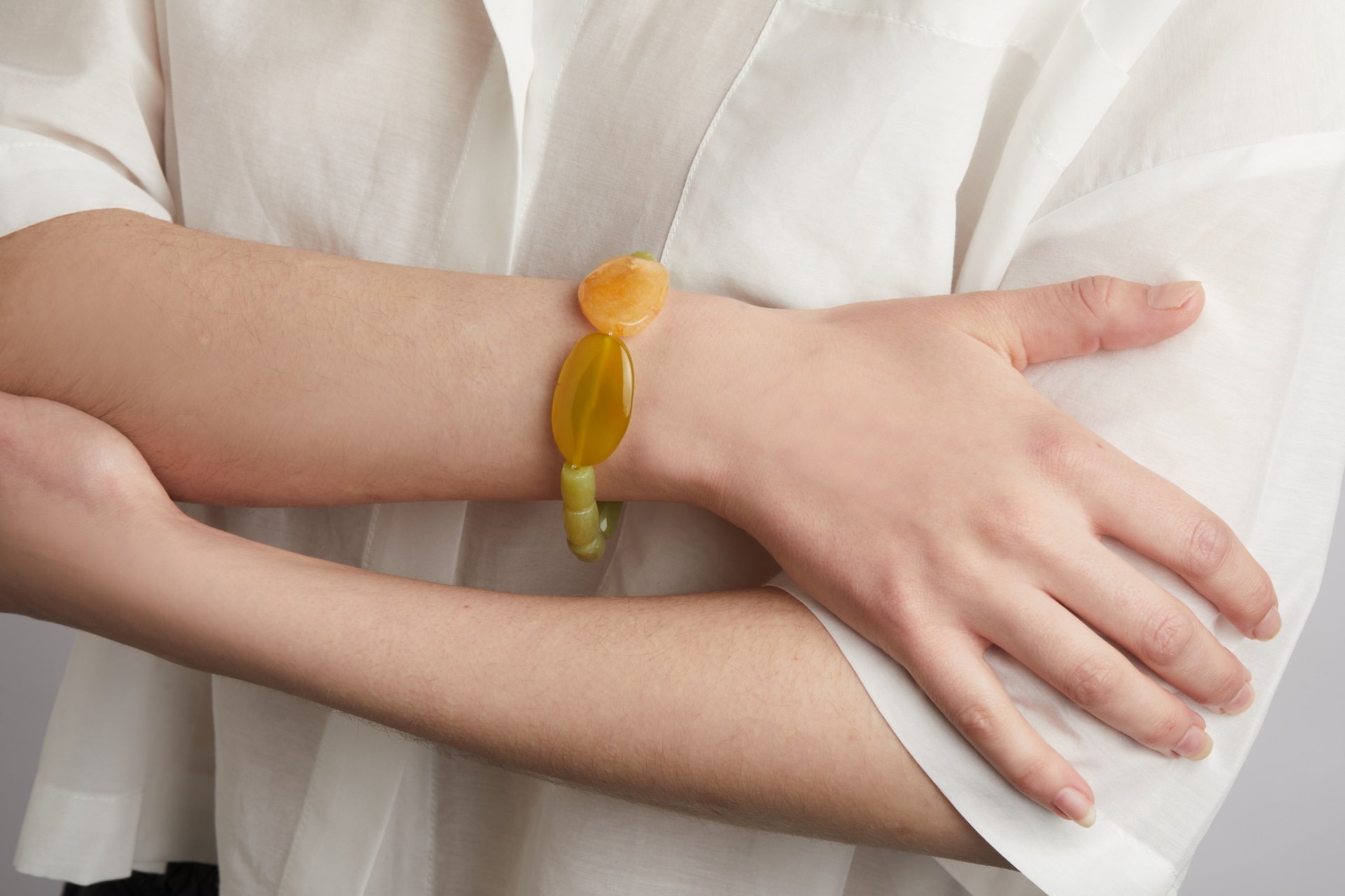 Korean Jade and Yellow Agate BR on model.jpg