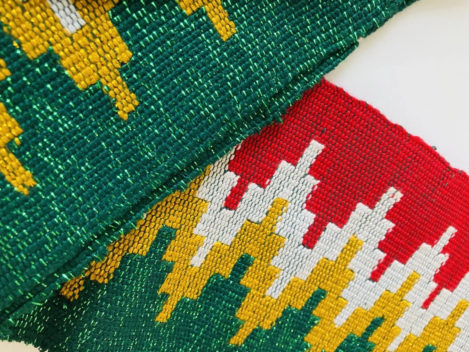 Handwoven Green and Red Kente Scarf Stole