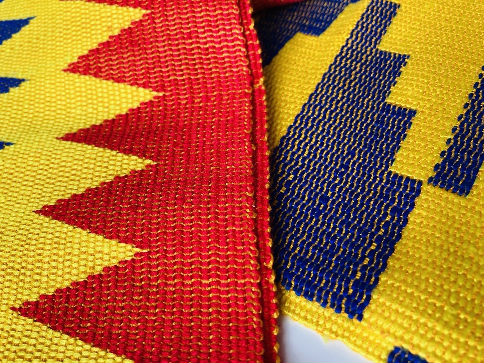 Handwoven Blue And Yellow Kente Scarf Stole