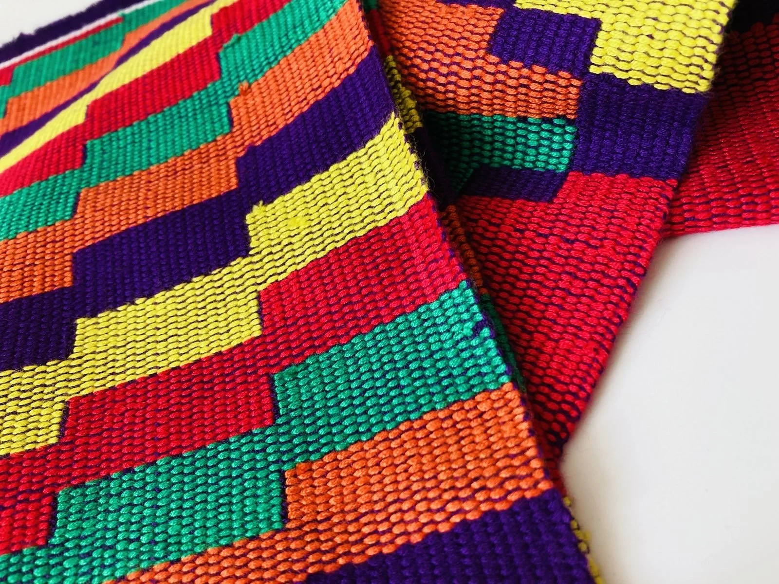 Handwoven Multicoloured Geometric Kente Scarf Stole