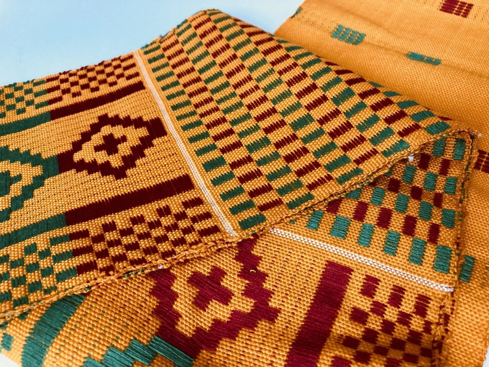 Handwoven Red and Green Traditional Kente Scarf Stole