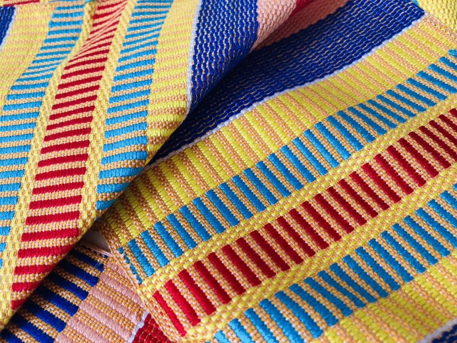 Handwoven Pink multi-coloured Kente scarf Stole