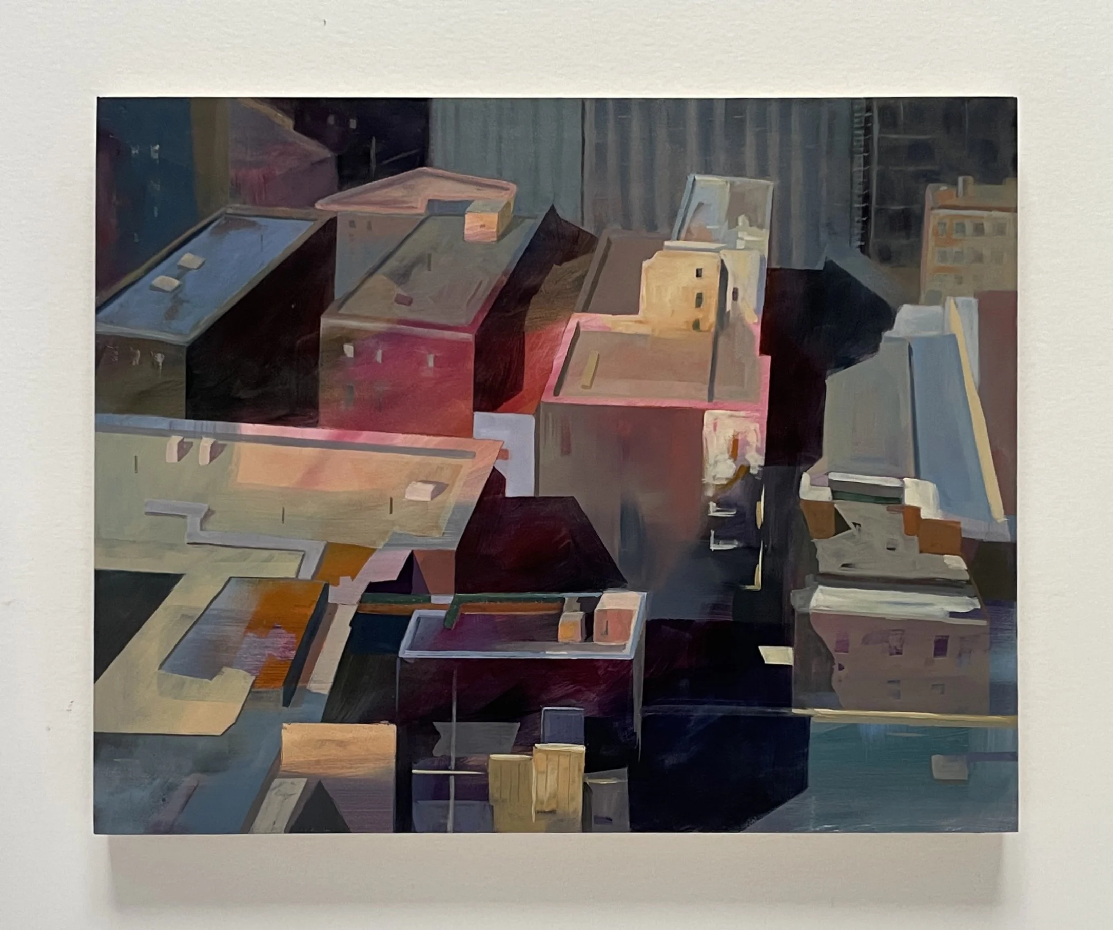 oil painting about urban rooftops