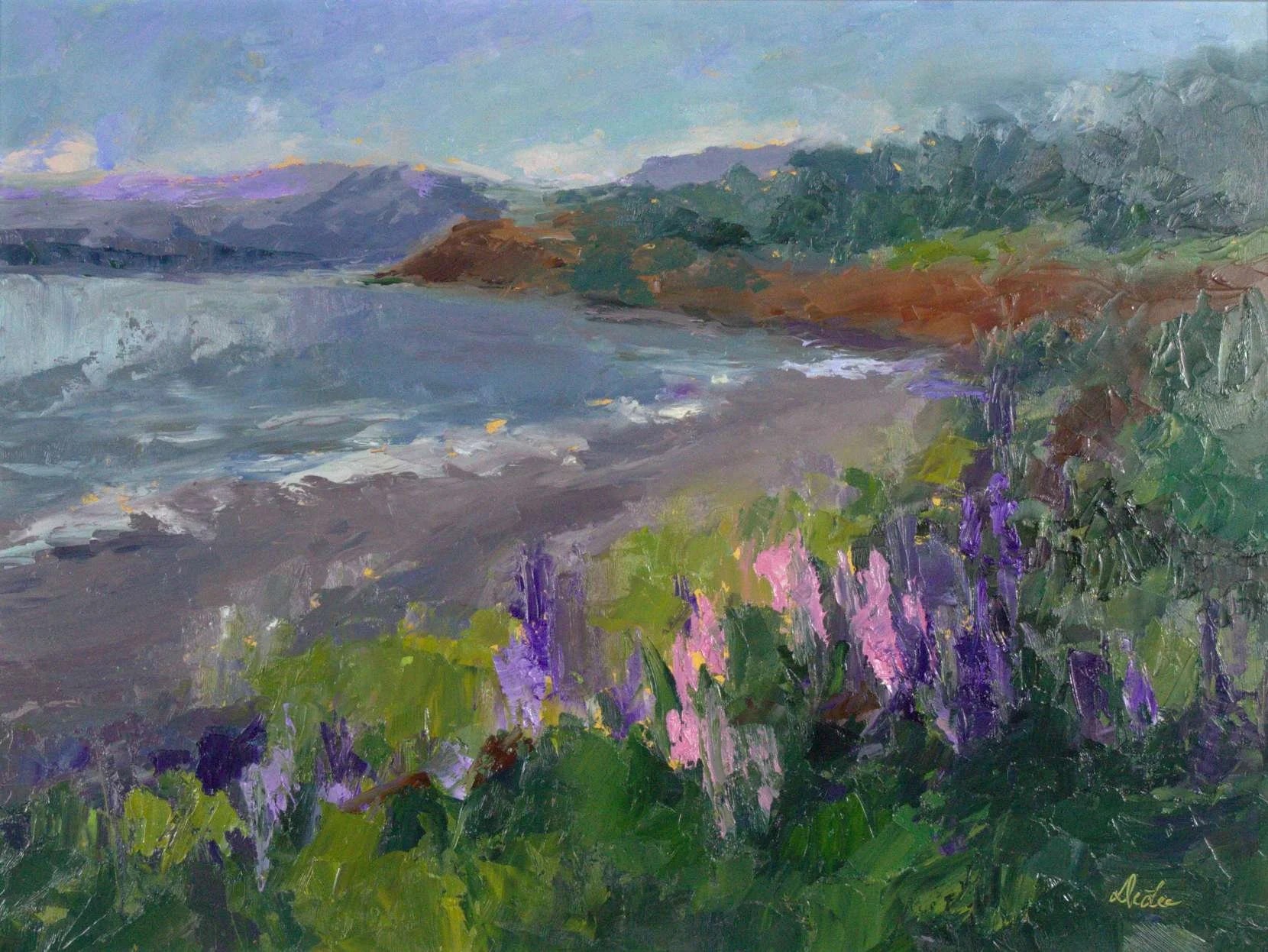 DeLee Grant, Wher Lupins Grow, 12x16x0.25, Oil, Board
