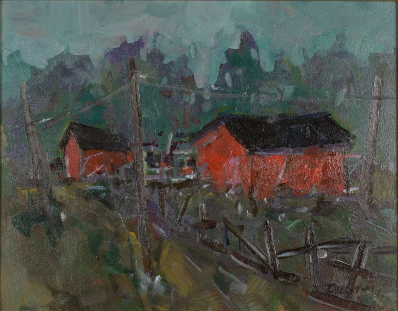 Brian Buckrell, Red Shed, 11x14, Acrylic, na
