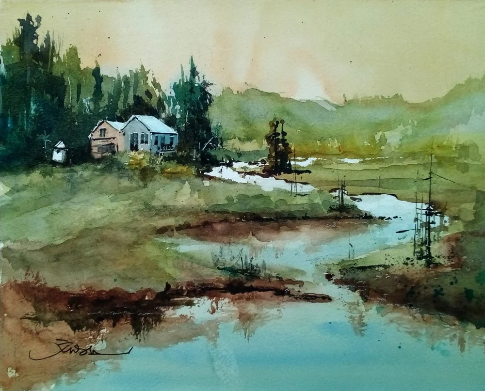 Edward Wedler "Fox River Meander" WonB 13x11x1