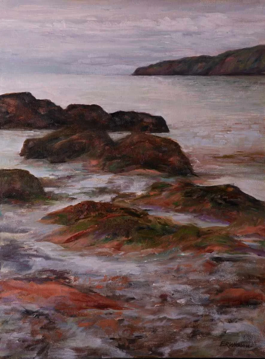 Elizabeth Whelan "Low Tide at Chignecto Beach" OandAonC 12x16x1 