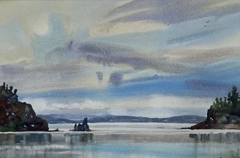 (Best Water colour) Catherine Hillis "Morning Light Breaks Over the Five Islands" WonP 7x11x1