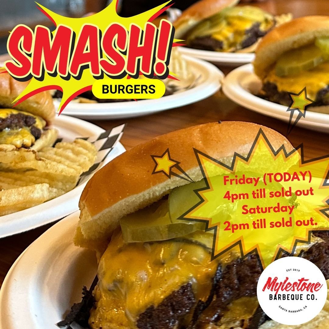 Come start your weekend off with a smashie and a pint today 4pm till sold out. @mylestonebbq 

Saturday we have smashies 2pm + and live music from @mathewclarktrio starting at 5pm. 
.
.
.
#livenotes #SBliveNotes #LiveMusic #Smashies #SmashBurgers #Go