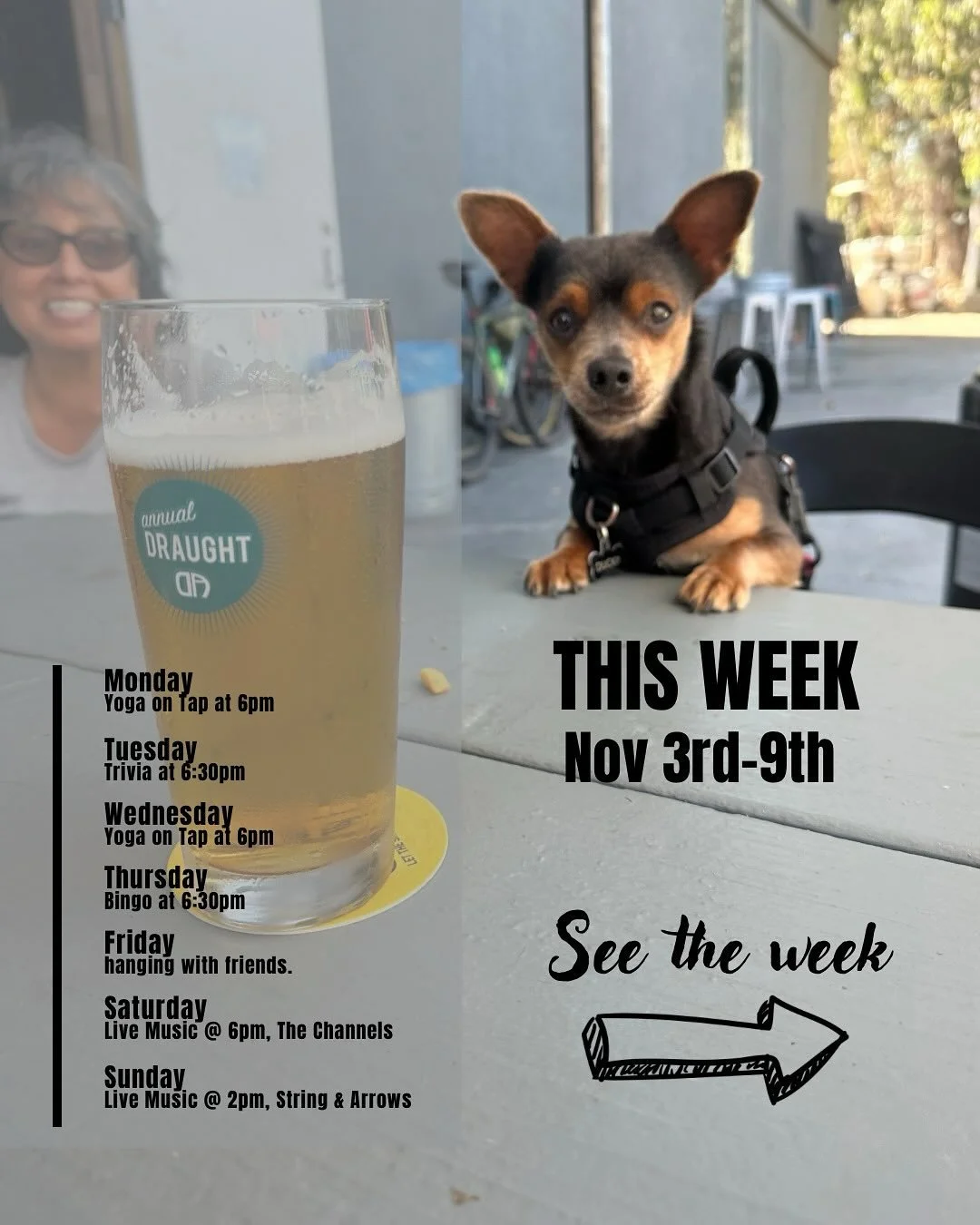 🍻 This Week at Draughtsmen Aleworks &gt;&gt;&gt;&gt;&gt;

🧘&zwj;♀️ Mon 11/03 &ndash; Yoga on Tap @ 6pm Start your week grounded with Shanny. Stretch, breathe, sip &mdash; your reset starts here. We have special Thai Spring Rolls today to fill your 