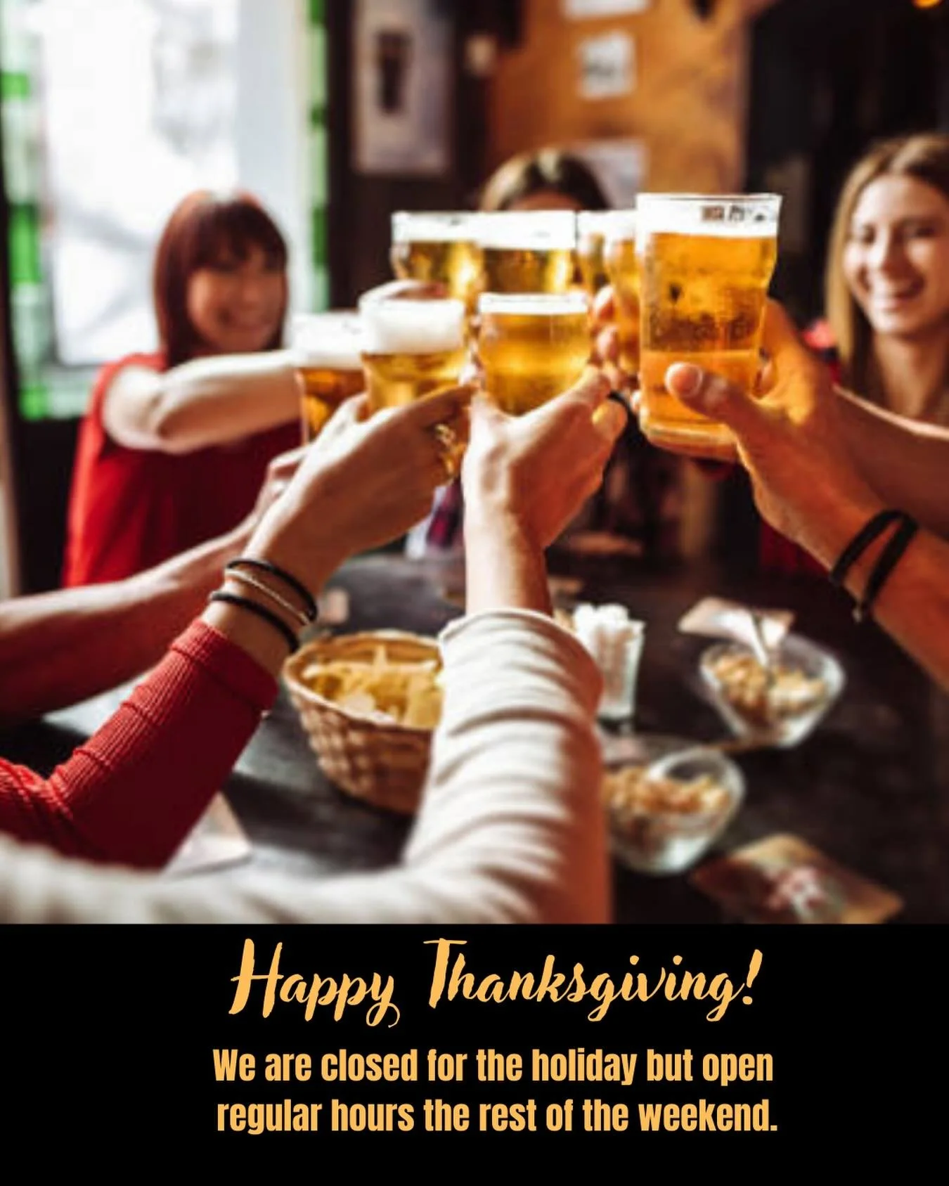 🦃 Happy Thanksgiving, Goodland!
We&rsquo;re closed on Thursday so we can gobble, nap, repeat with our families &mdash; but we&rsquo;re open regular hours the rest of the week!

Swing by today with your friends and family for a pint or to grab your t